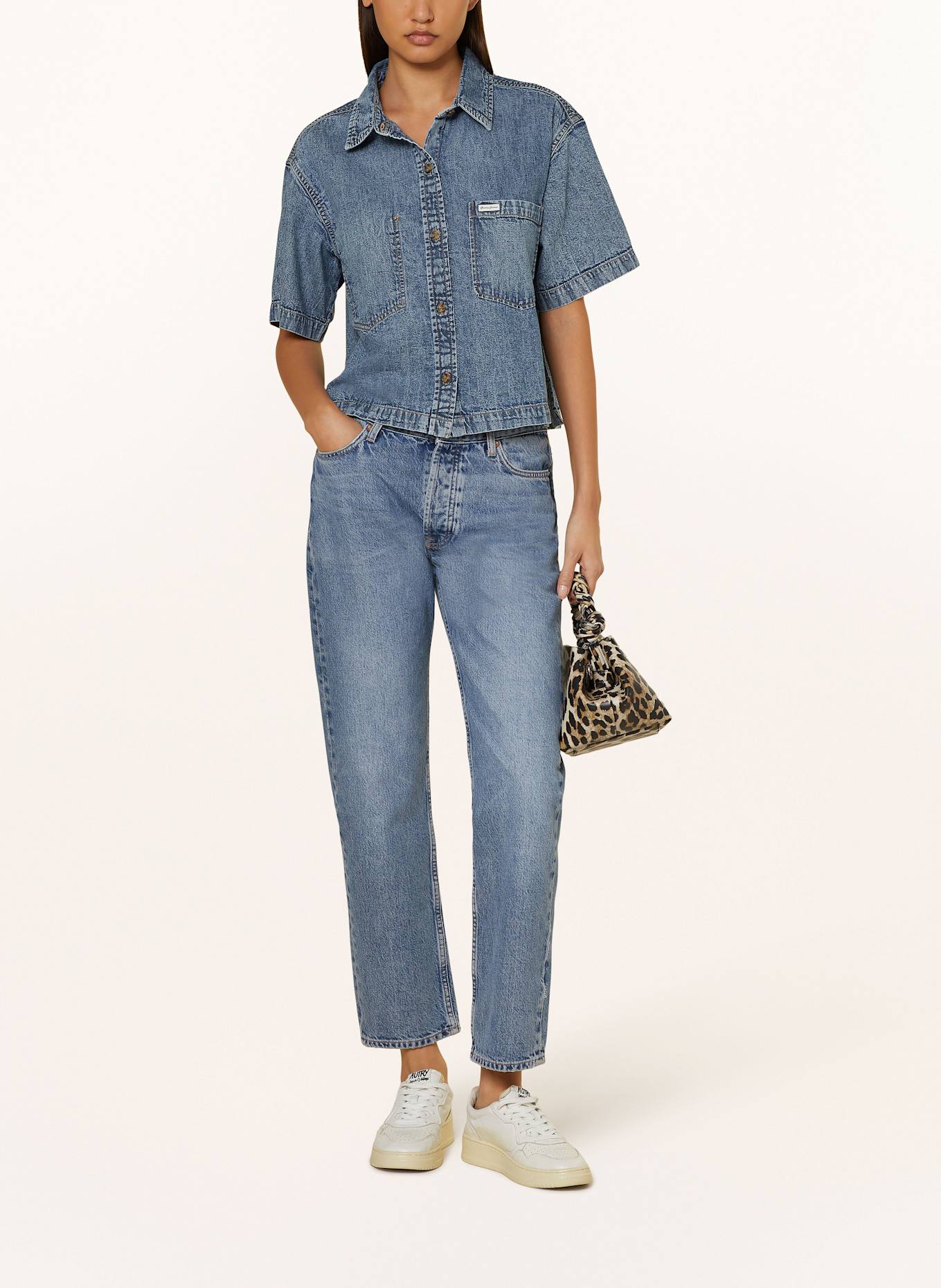 GUESS JEANS Bluzka jeansowa oversize: NIEBIESKI