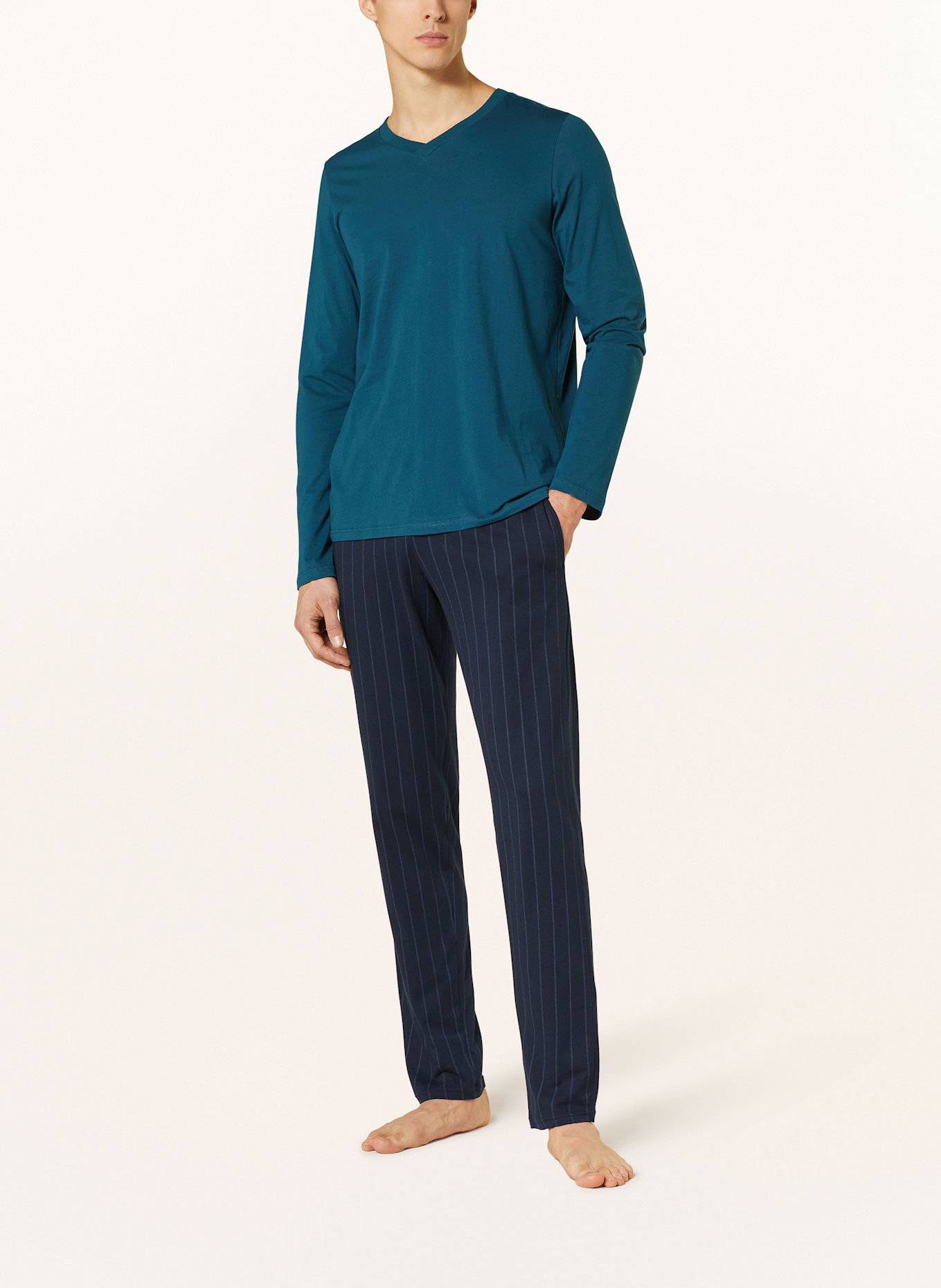 SCHIESSER Pajama shirt MIX+RELAX: TEAL