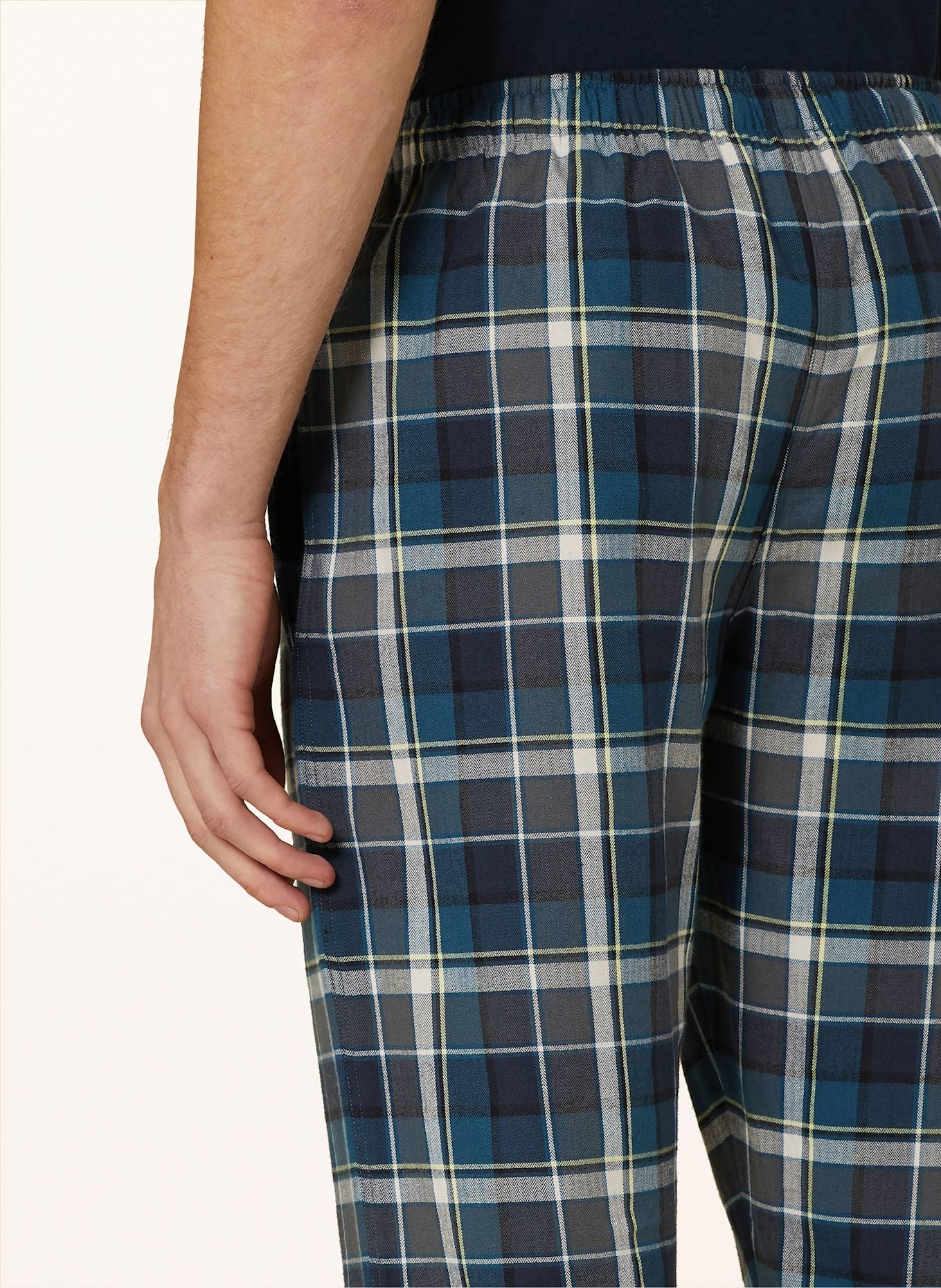 SCHIESSER Schlafhose MIX+RELAX aus Flanell: PETROL / DUNKELGRAU / CREME