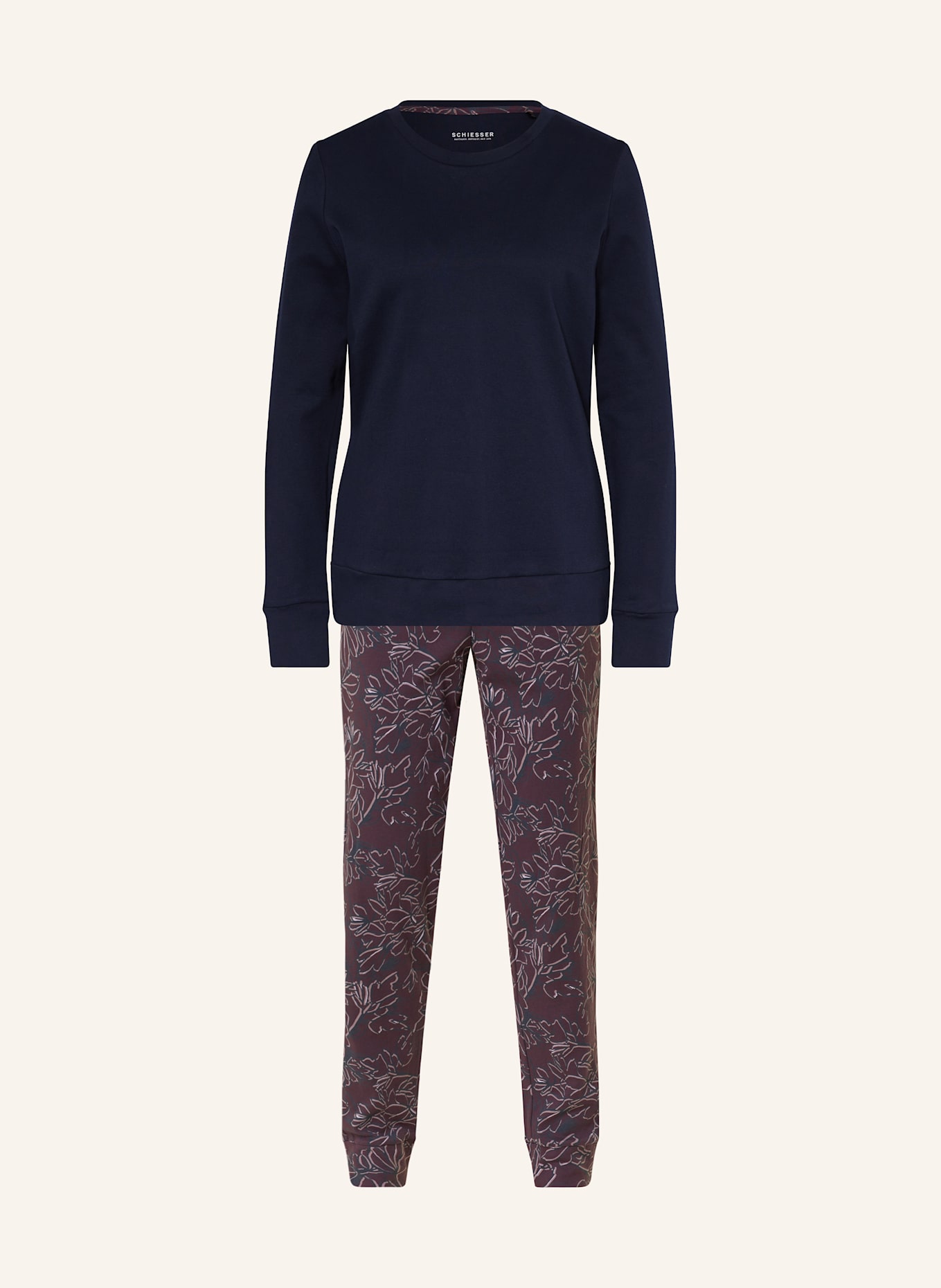 SCHIESSER Pyjama COMFORT INTERLOCK: BLEU FONCÉ / LILAS FONCÉ / ROSÉ