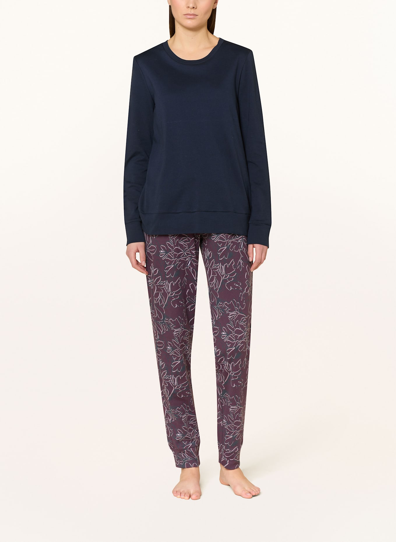 SCHIESSER Pyjama COMFORT INTERLOCK: BLEU FONCÉ / LILAS FONCÉ / ROSÉ