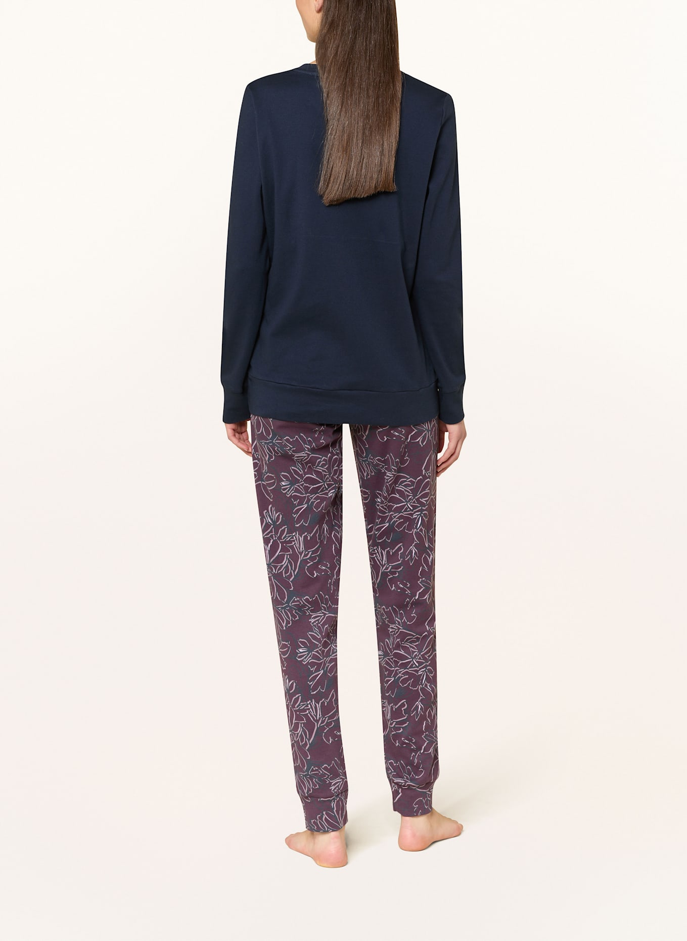 SCHIESSER Pyjama COMFORT INTERLOCK: BLEU FONCÉ / LILAS FONCÉ / ROSÉ