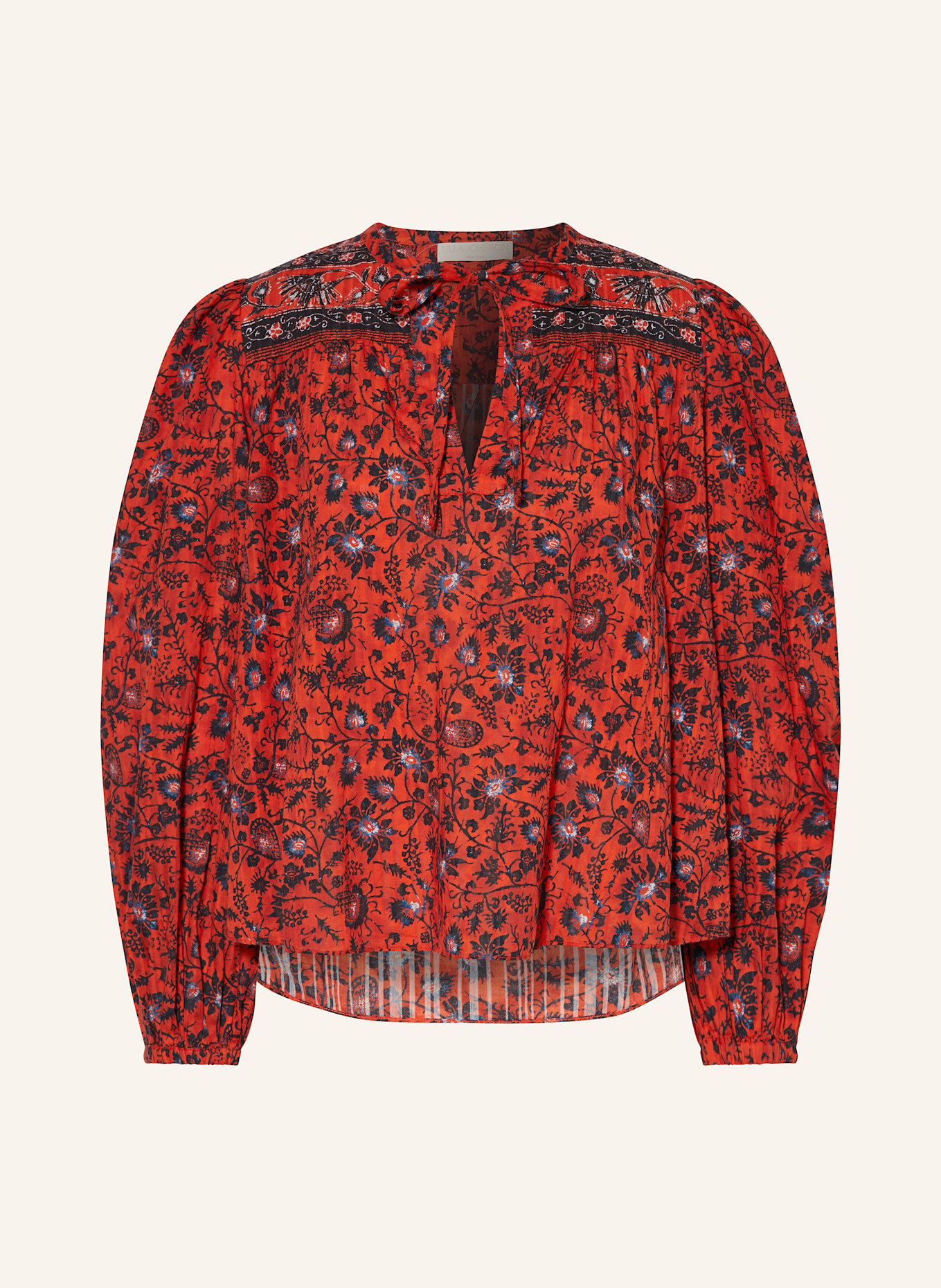 ULLA JOHNSON Blusenshirt TILLIE: ROT/ DUNKELBLAU/ HELLBLAU