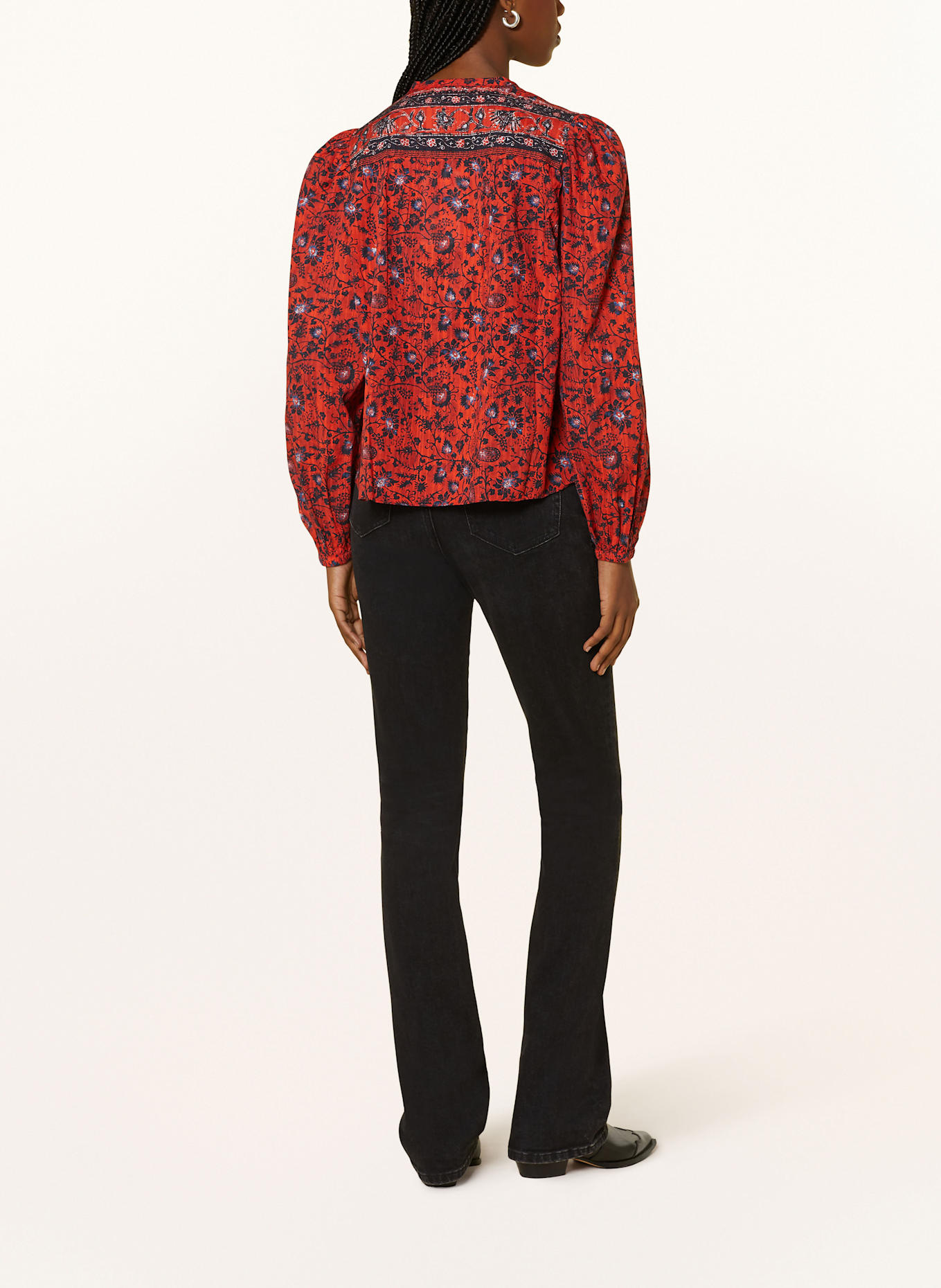 ULLA JOHNSON Blusenshirt TILLIE: ROT/ DUNKELBLAU/ HELLBLAU