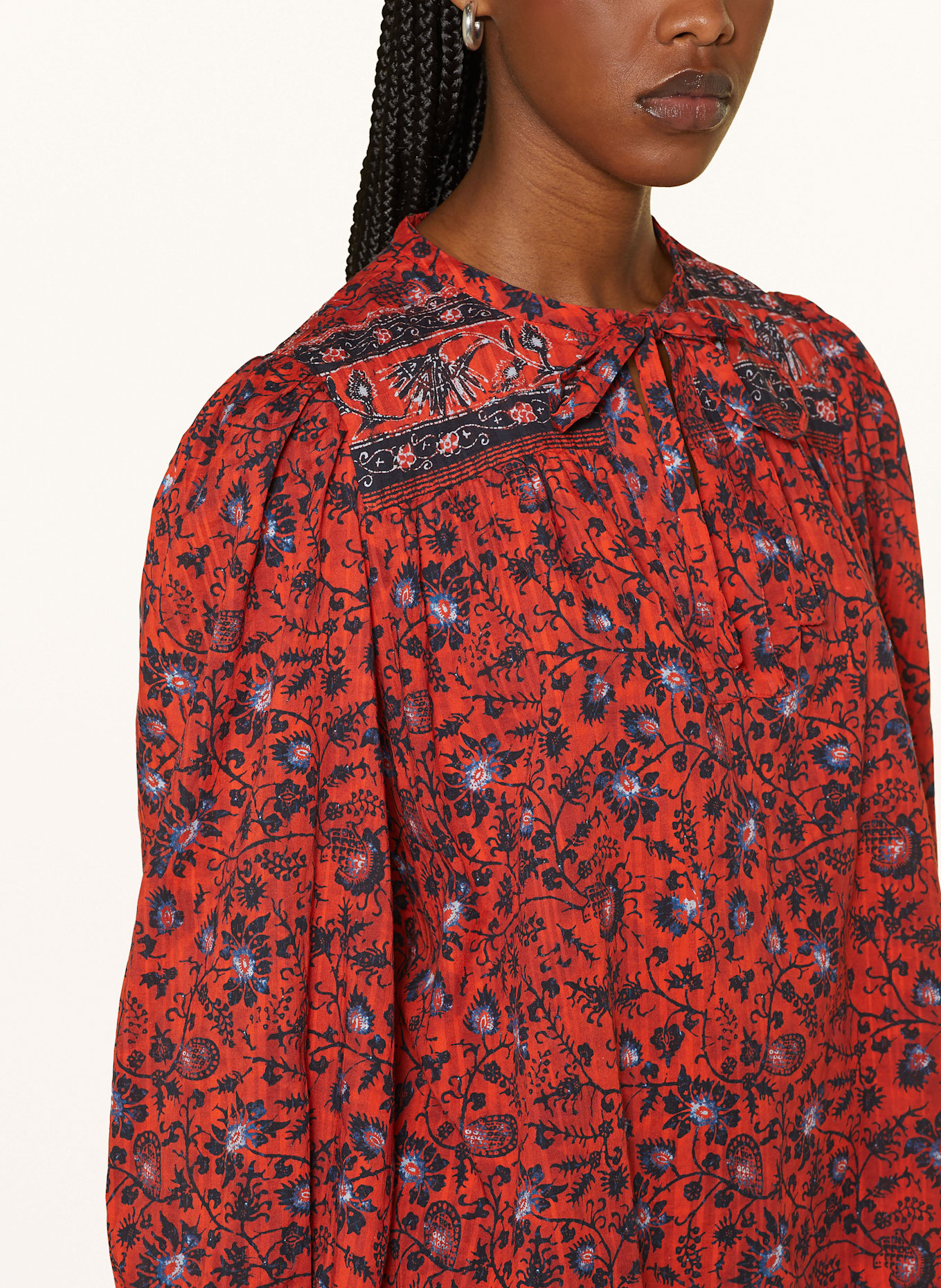 ULLA JOHNSON Blusenshirt TILLIE: ROT/ DUNKELBLAU/ HELLBLAU