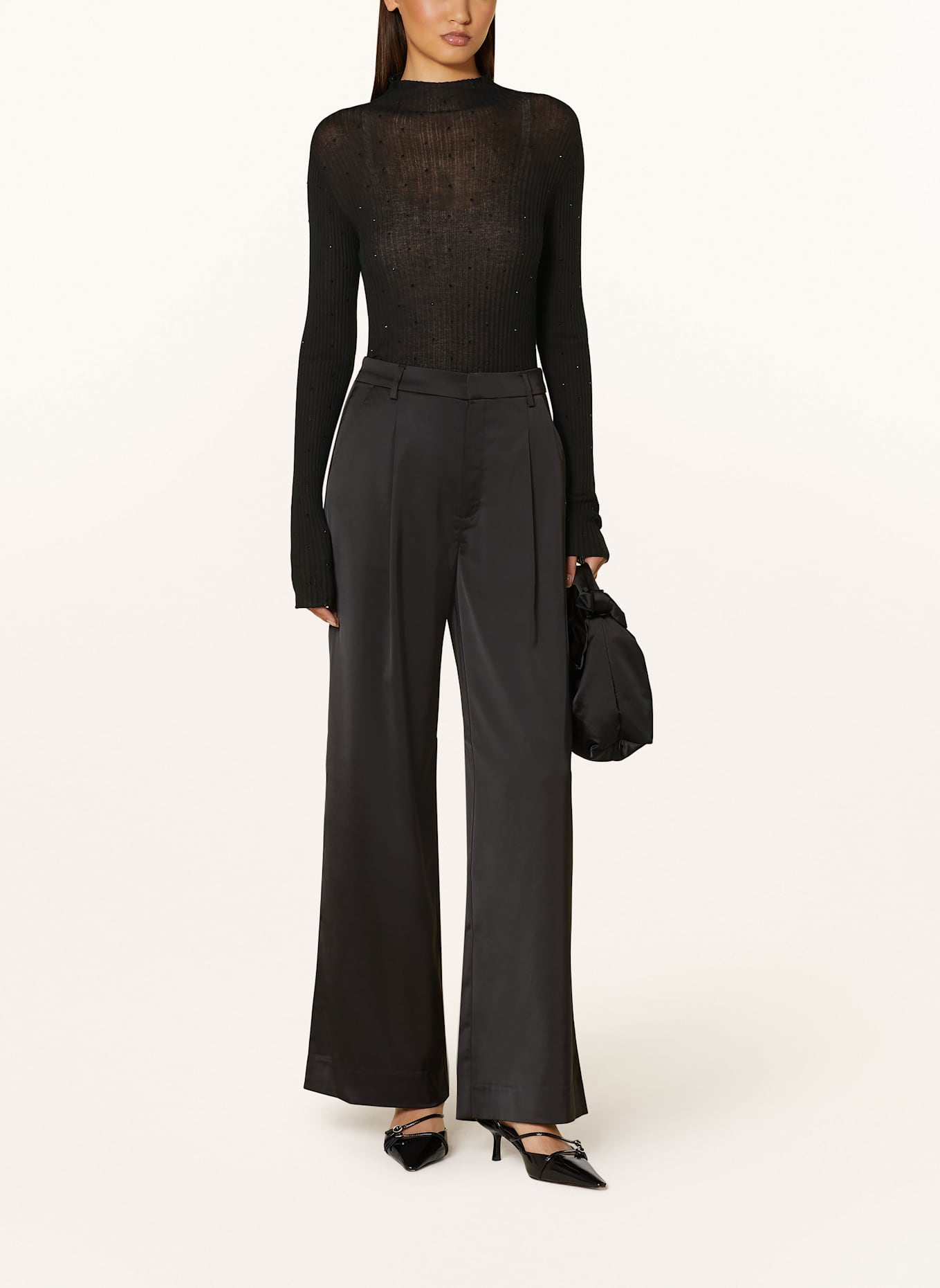 LIU JO Sweater with decorative gems: BLACK