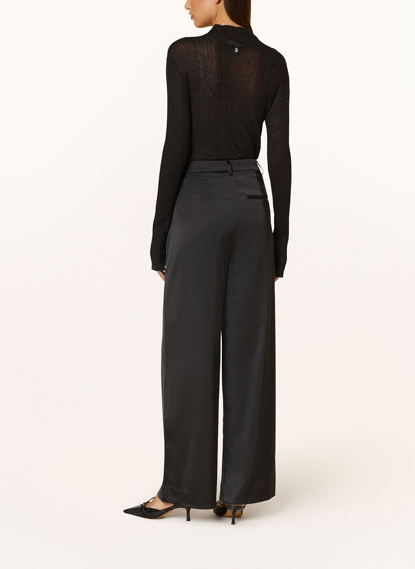 LIU JO Sweater with decorative gems: BLACK