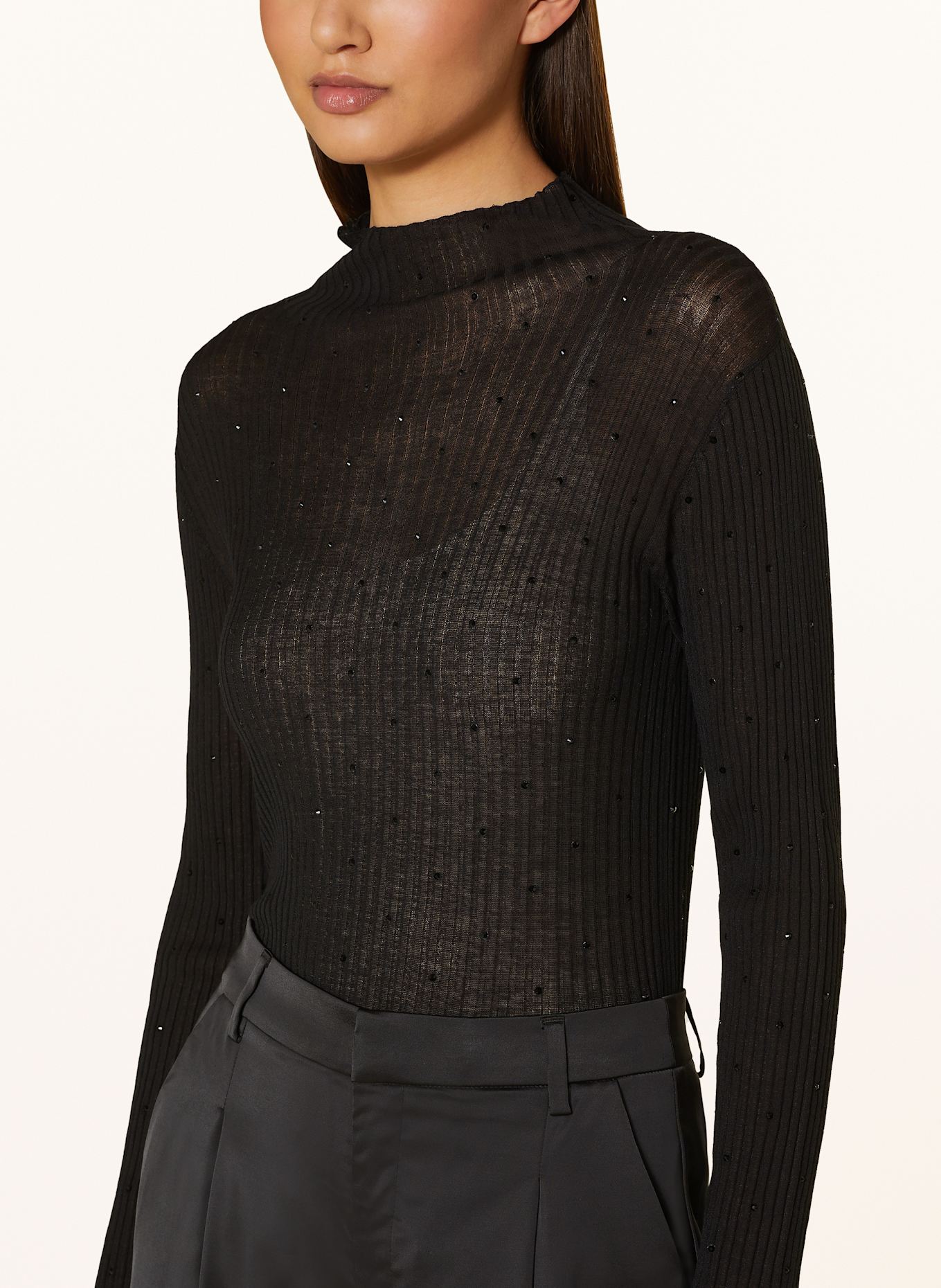 LIU JO Sweater with decorative gems: BLACK