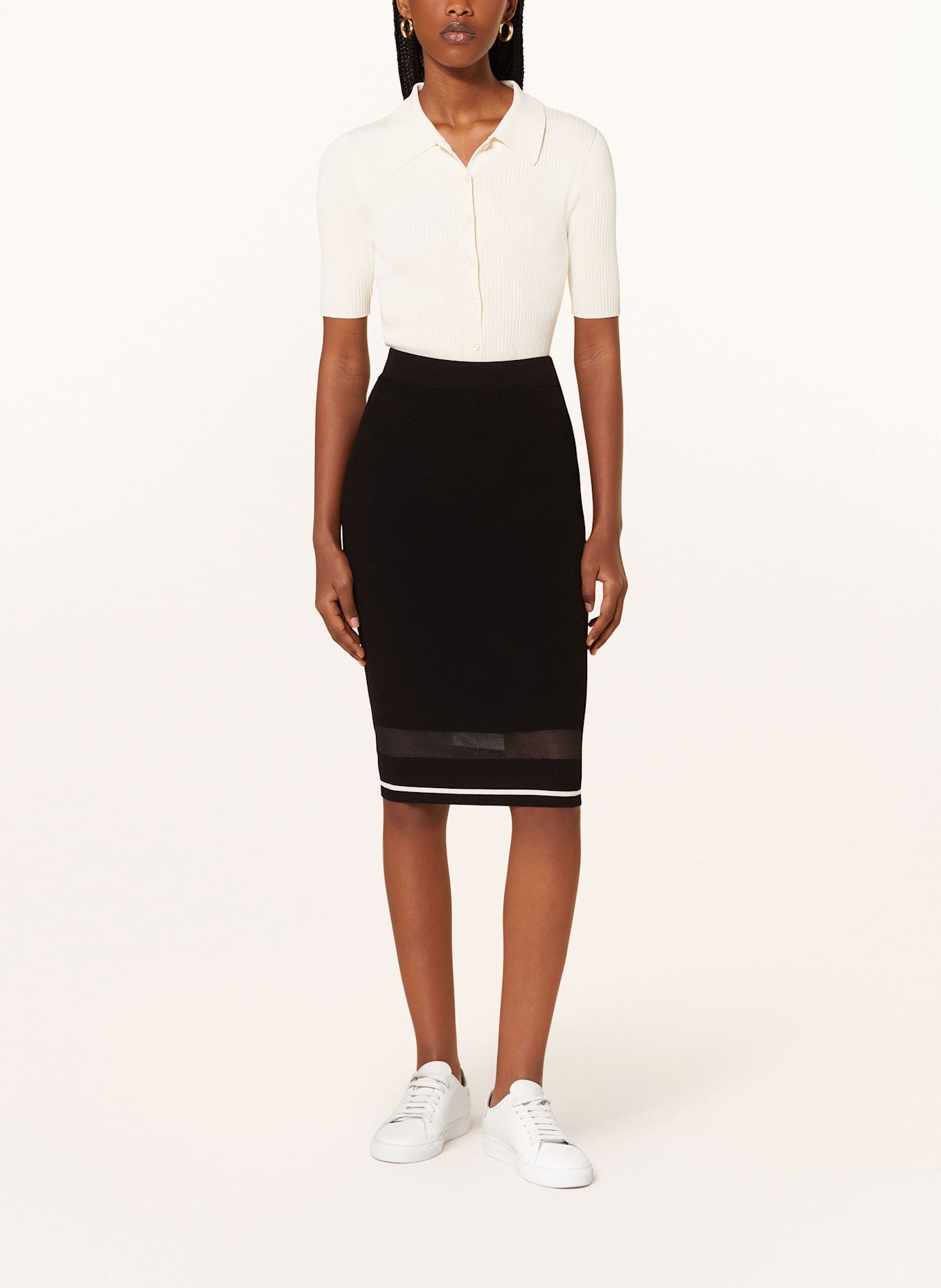 LIU JO Strickrock: SCHWARZ / ECRU