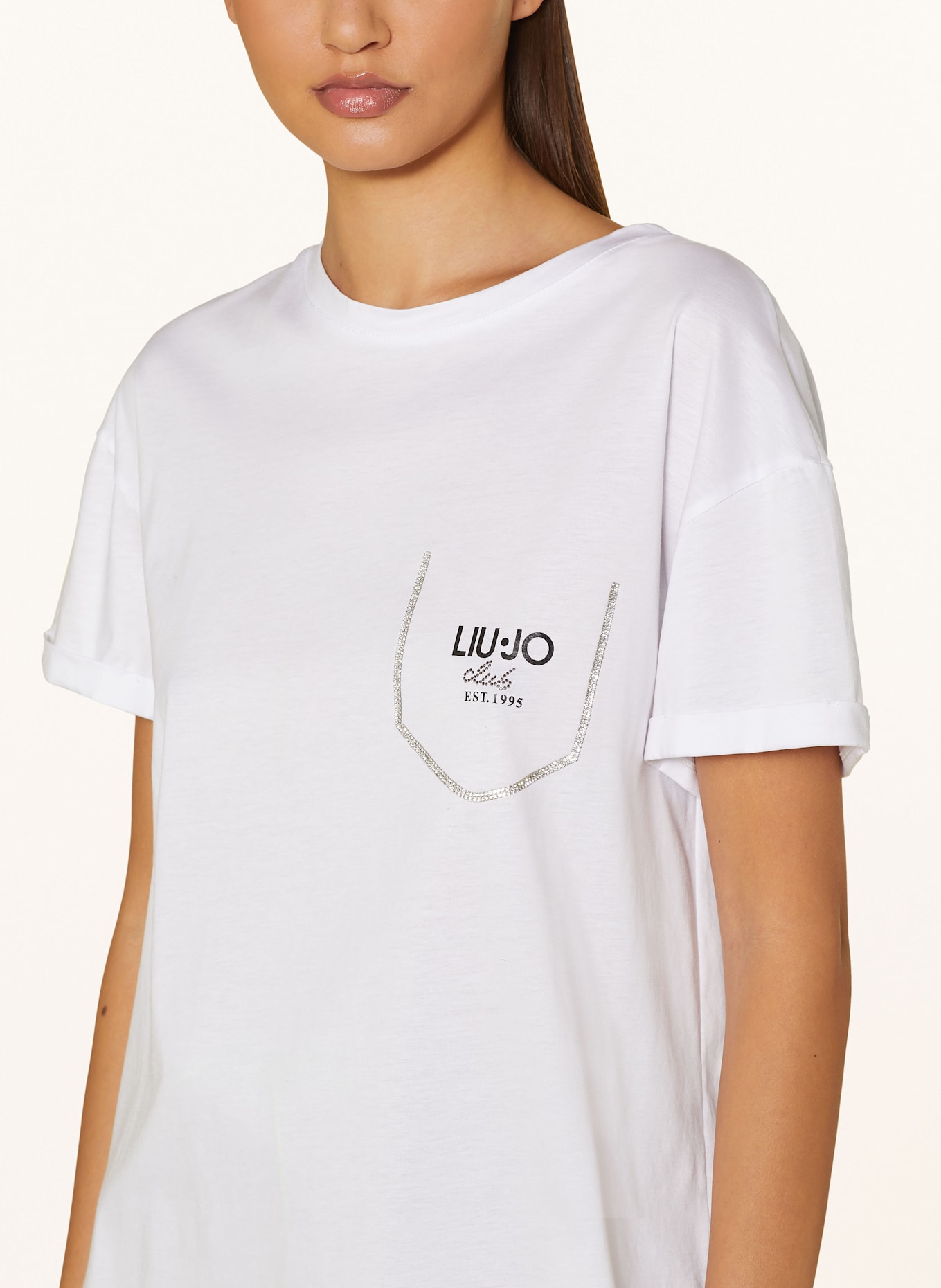 LIU JO T-shirt with decorative gems: WHITE
