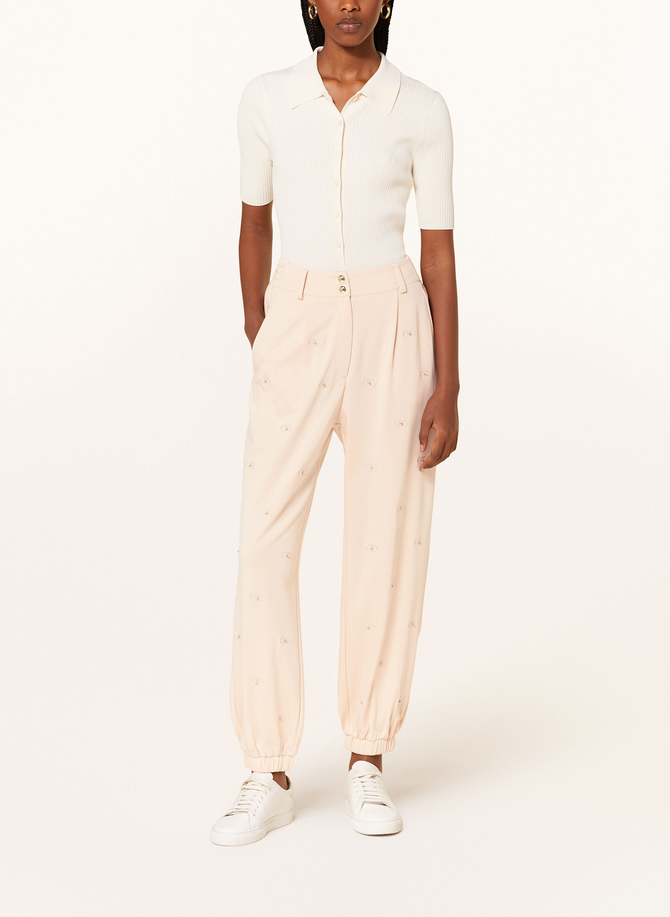 LIU JO Tepláky s ozdobnými kamínky: NUDE