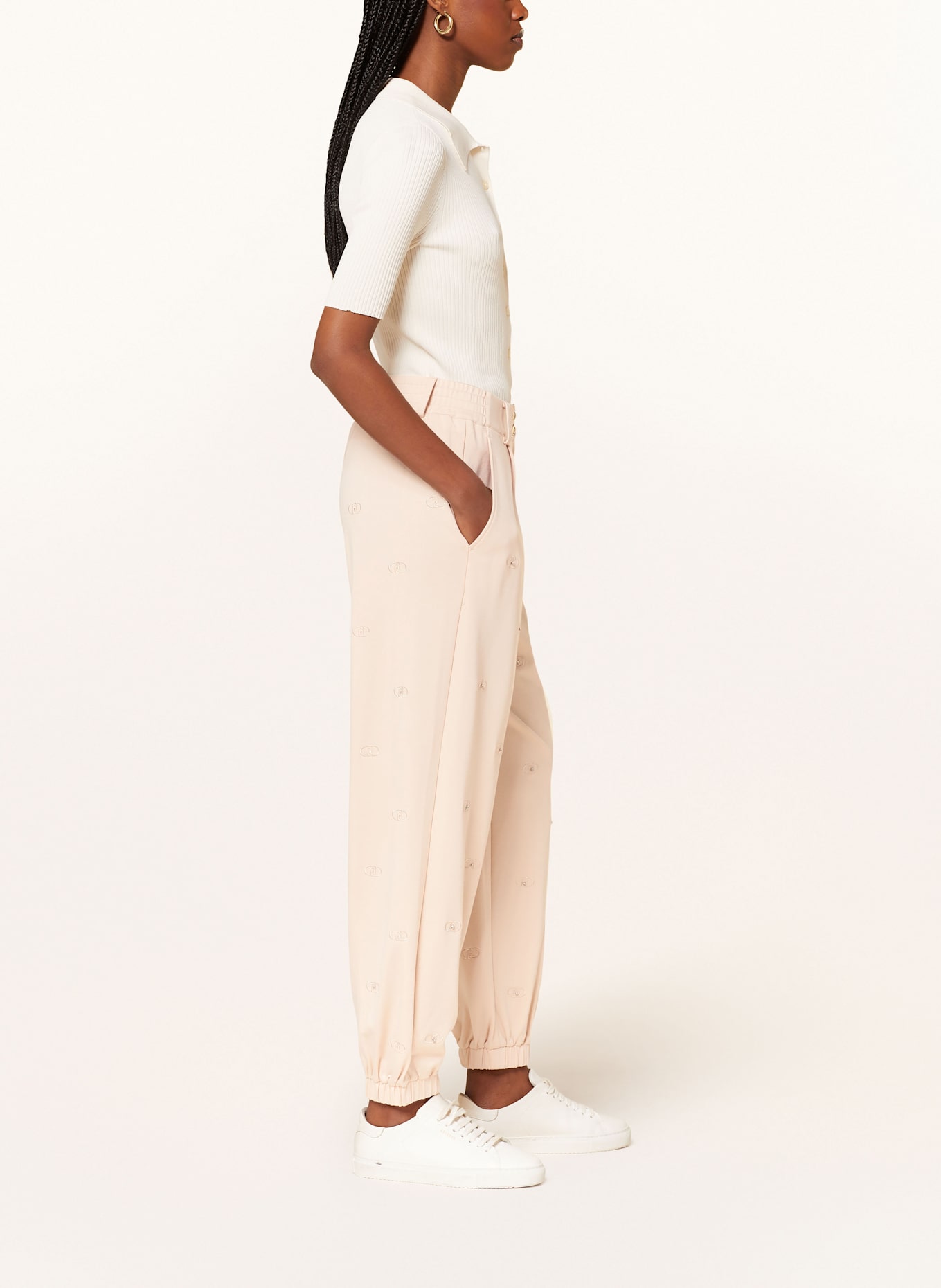 LIU JO Tepláky s ozdobnými kamínky: NUDE