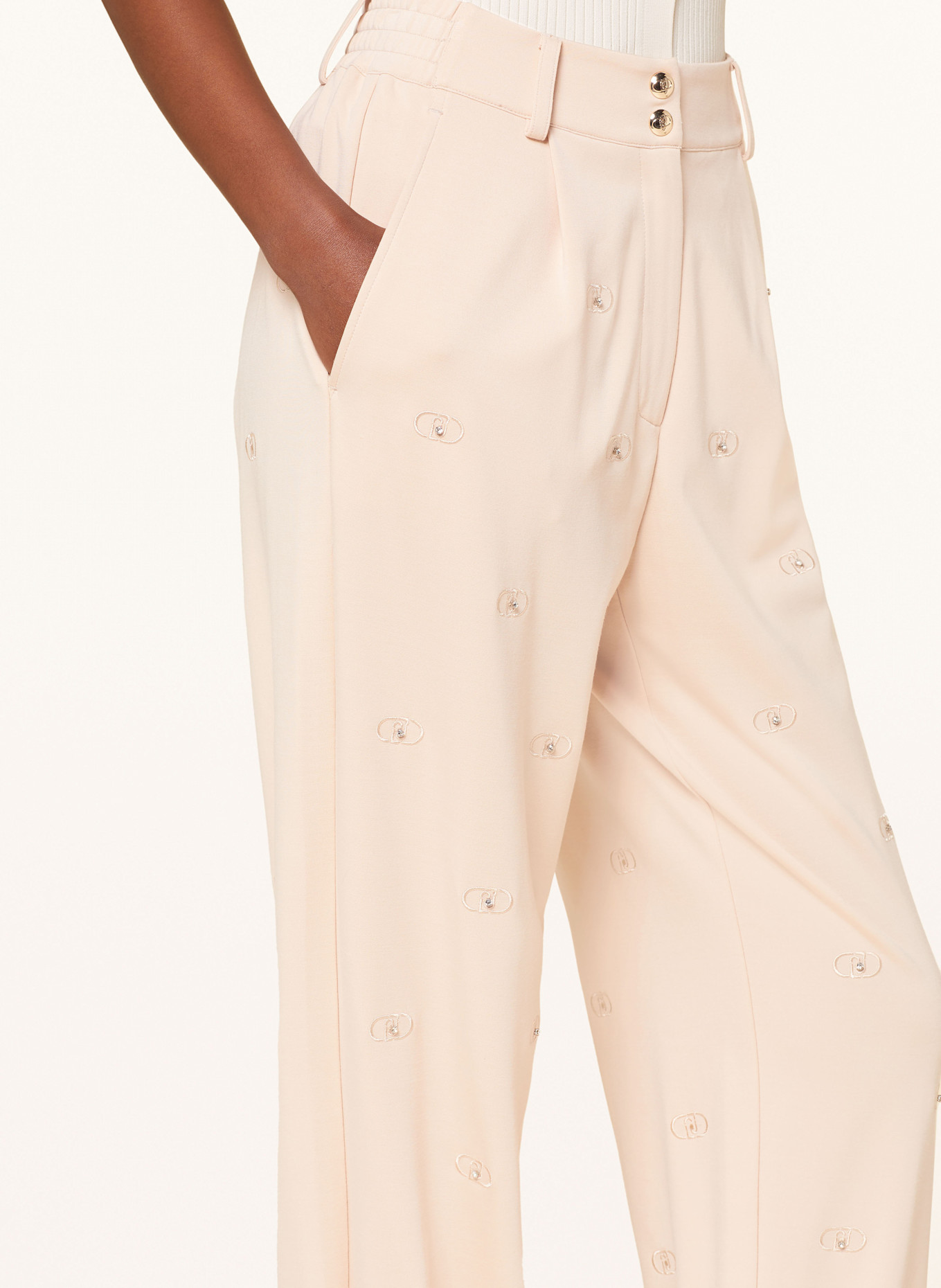 LIU JO Tepláky s ozdobnými kamínky: NUDE