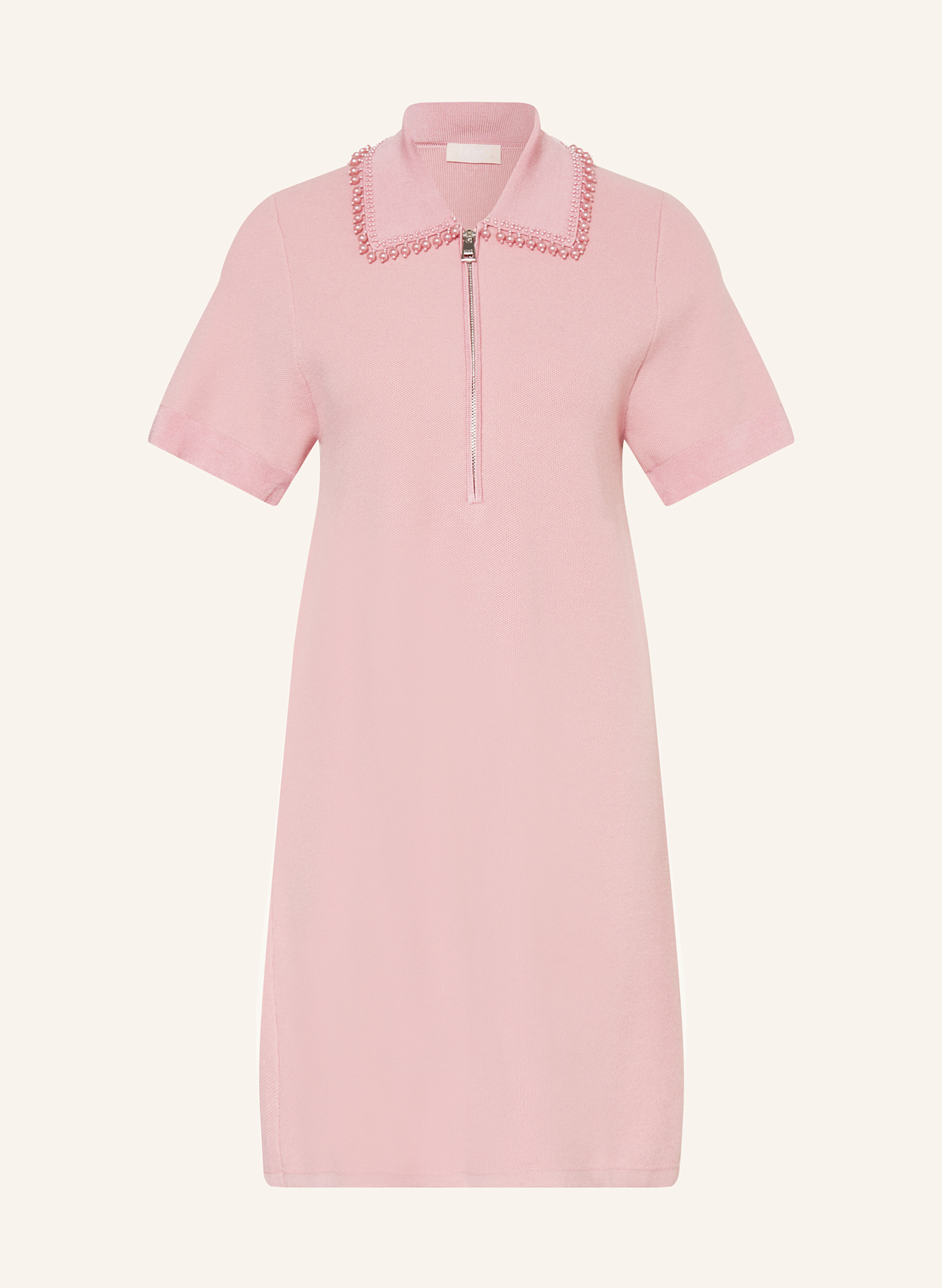 LIU JO Pletené šaty s ozdobnými perličkami: RŮŽOVÁ