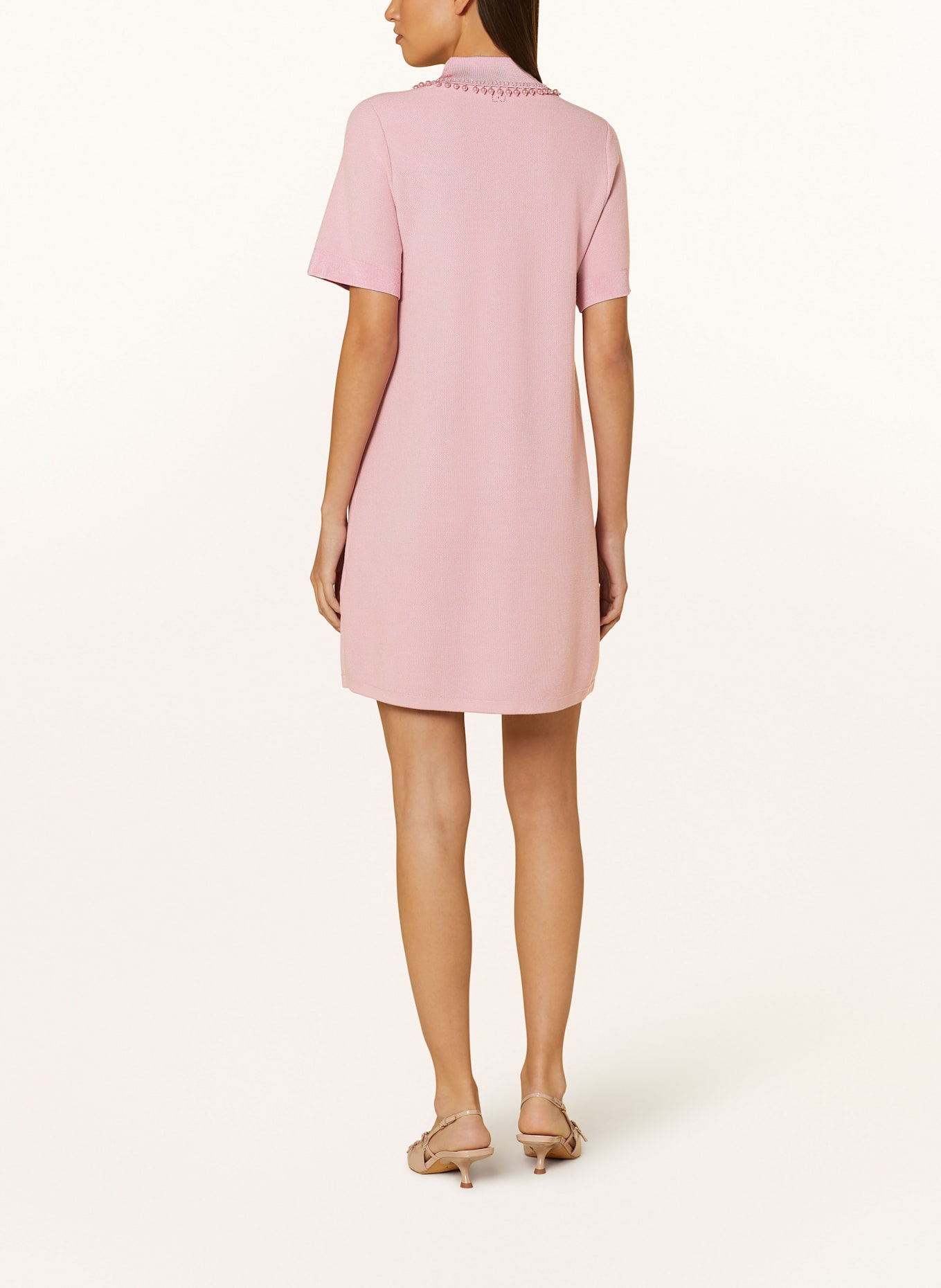 LIU JO Pletené šaty s ozdobnými perličkami: RŮŽOVÁ