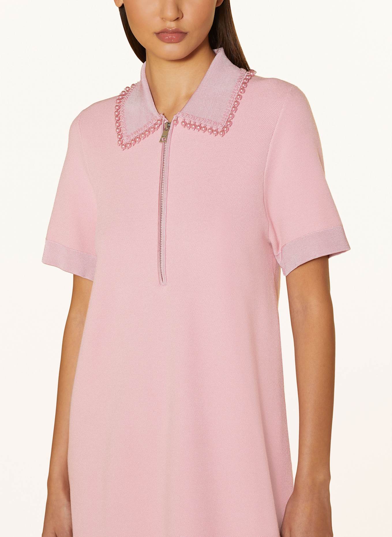 LIU JO Pletené šaty s ozdobnými perličkami: RŮŽOVÁ