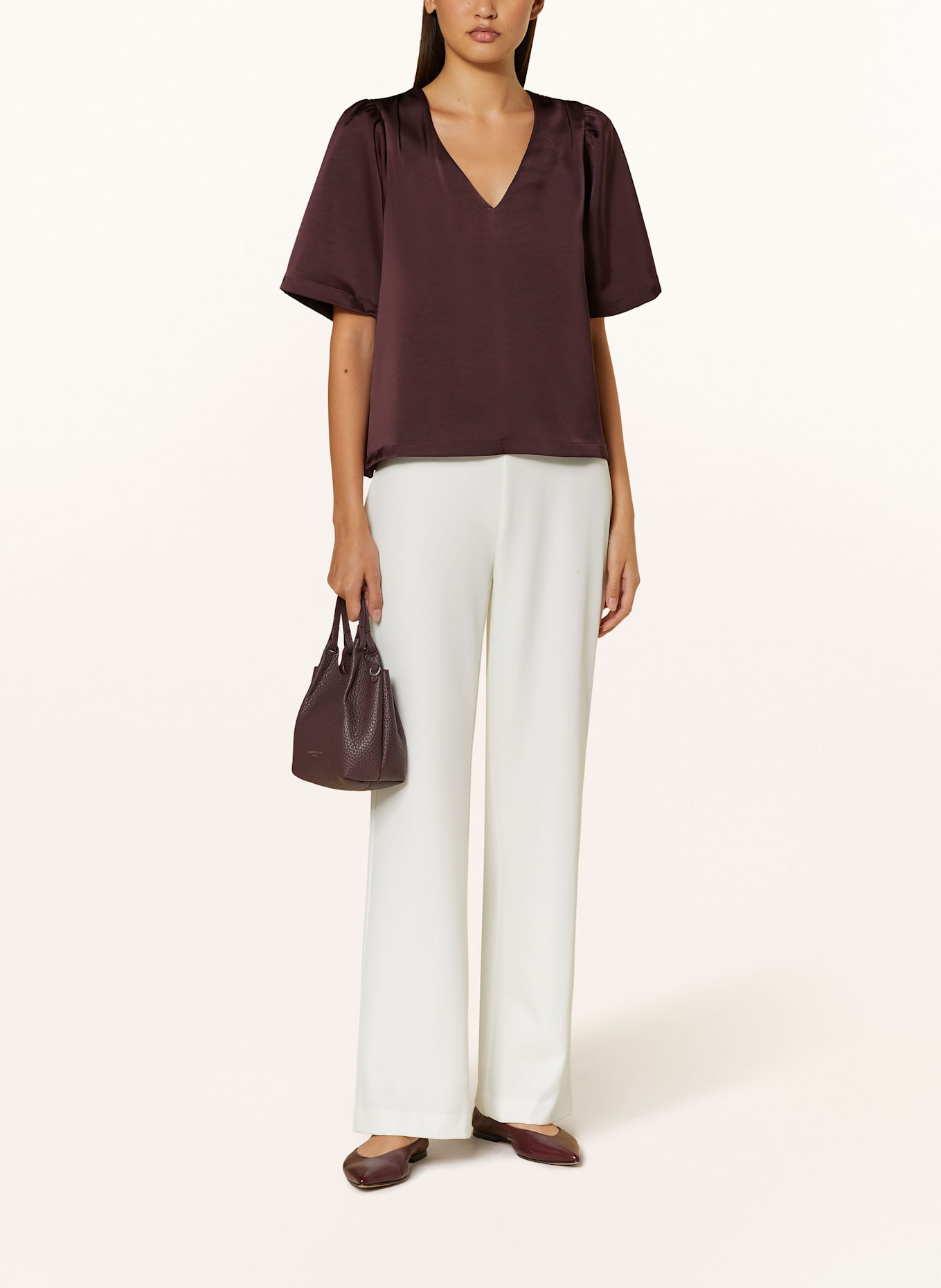 NEO NOIR Blusenshirt LARGO aus Satin: DUNKELROT