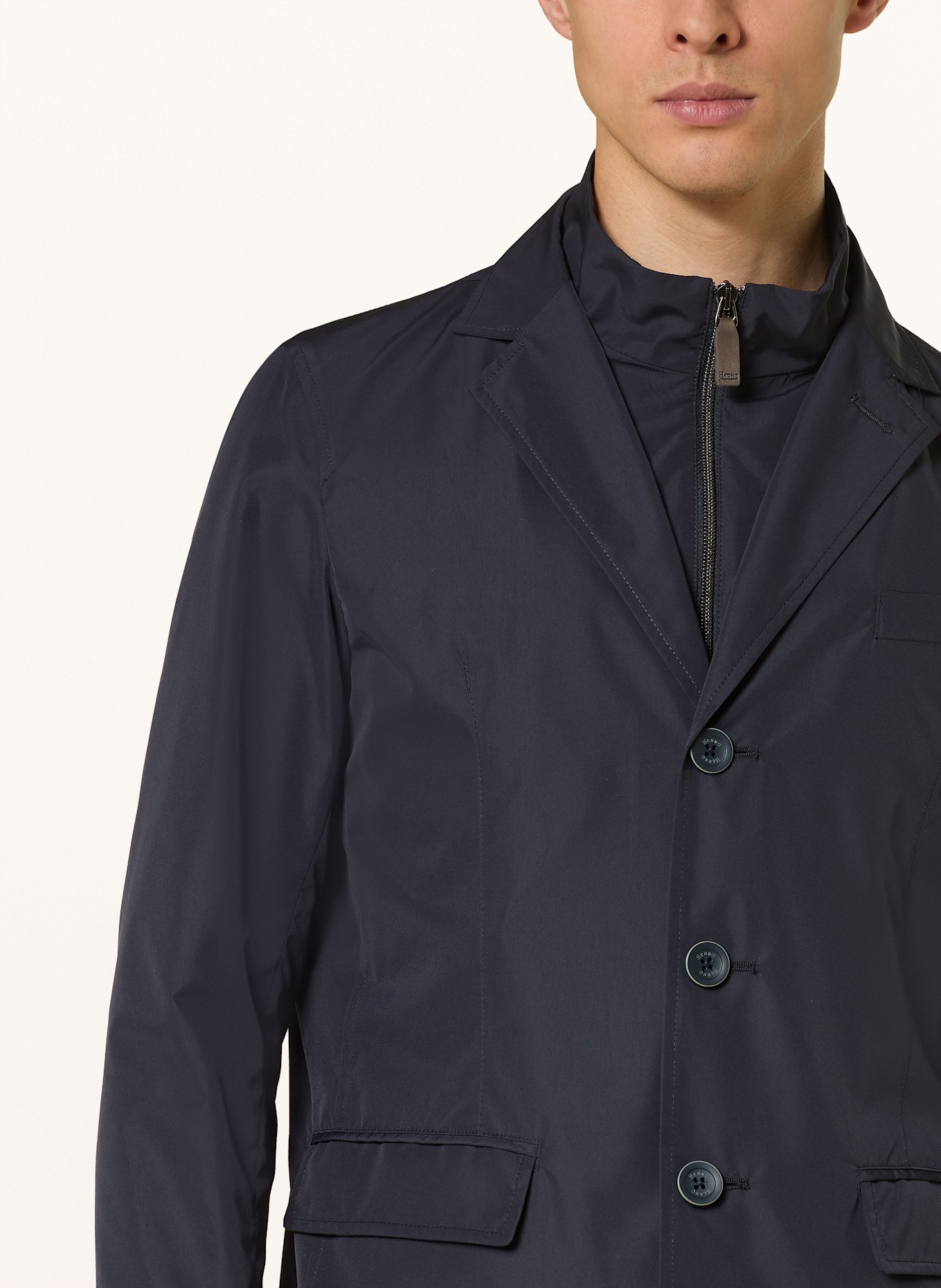 HERNO Sakko Slim Fit mit herausnehmbarer Blende: DUNKELBLAU