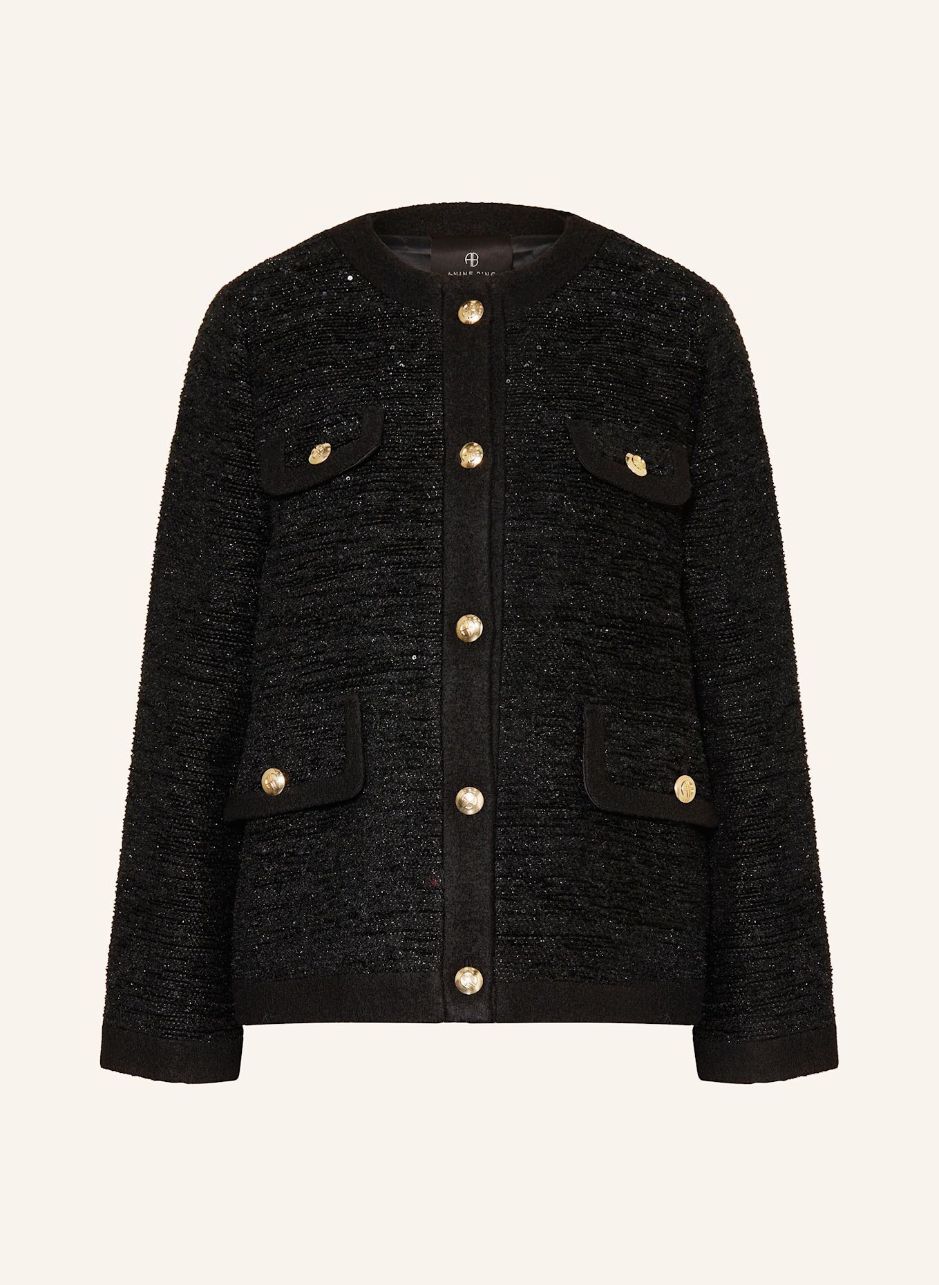 ANINE BING LYDIA tweed jacket with glitter thread in black