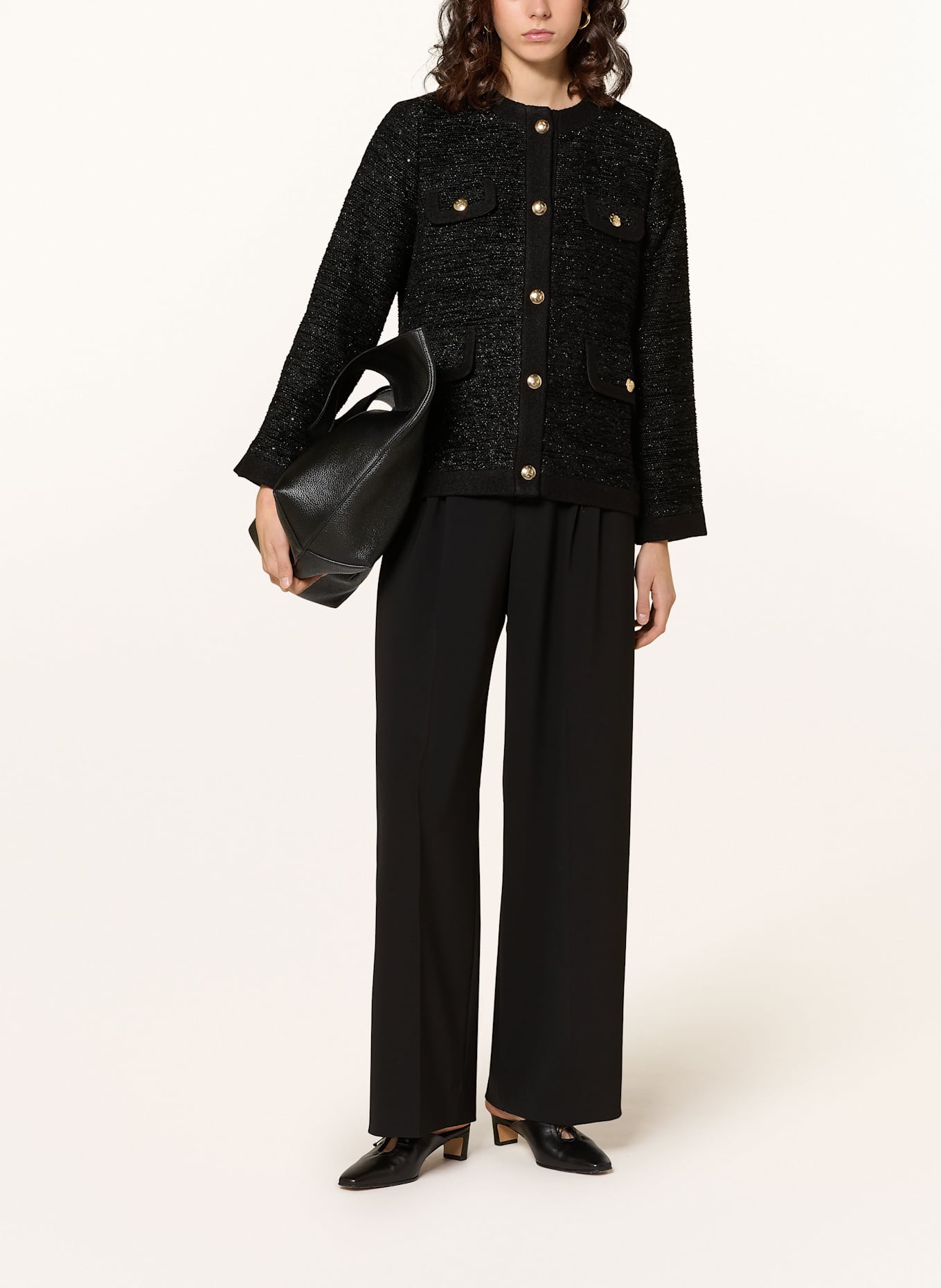 ANINE BING Kurtka z tweedu LYDIA z błyszczącą przędzą: CZARNY