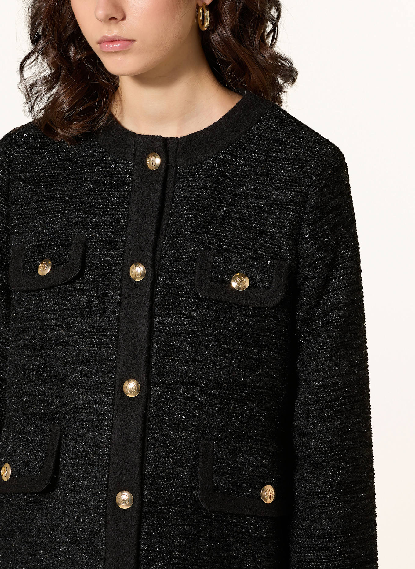 ANINE BING Kurtka z tweedu LYDIA z błyszczącą przędzą: CZARNY