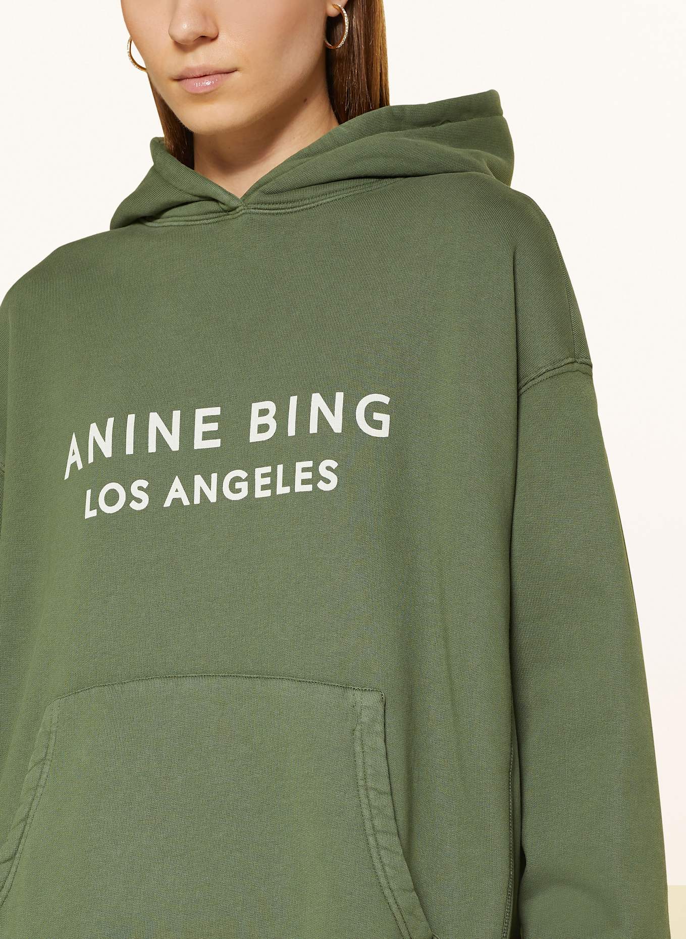 ANINE BING Hoodie ALTO, Color: GREEN/ WHITE (Image 5)