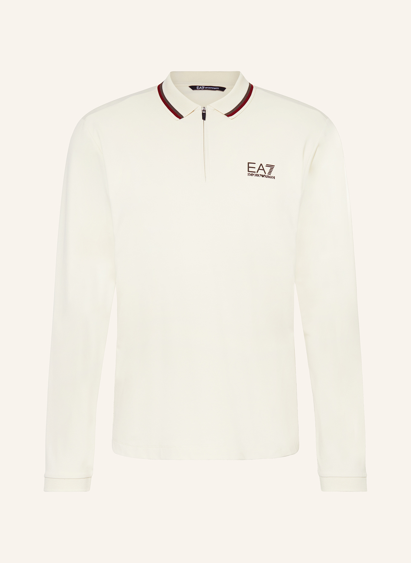 EA7 EMPORIO ARMANI Pique Poloshirt Regular Fit in ecru