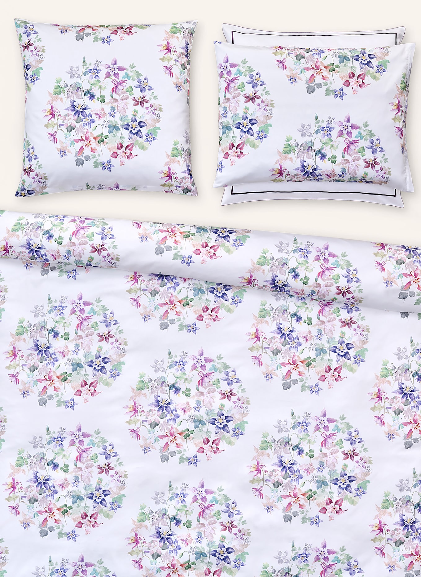 Christian Fischbacher Bettwäsche ALEA: WEISS / LILA / GRÜN