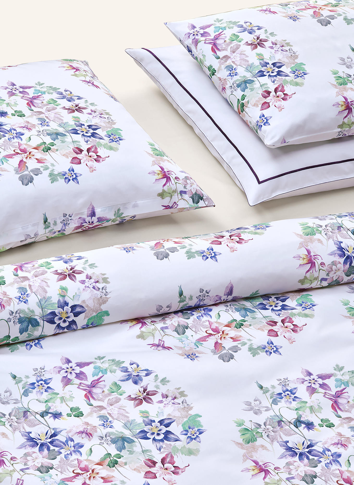 Christian Fischbacher Bettwäsche ALEA: WEISS / LILA / GRÜN