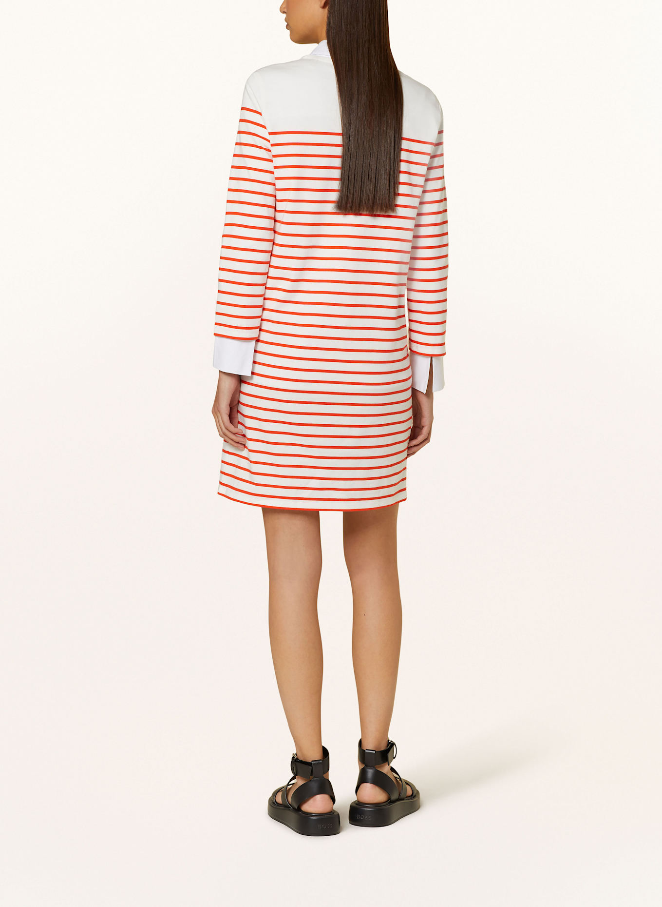 GANT Jerseykleid mit 3/4-Arm: WEISS/ DUNKELORANGE