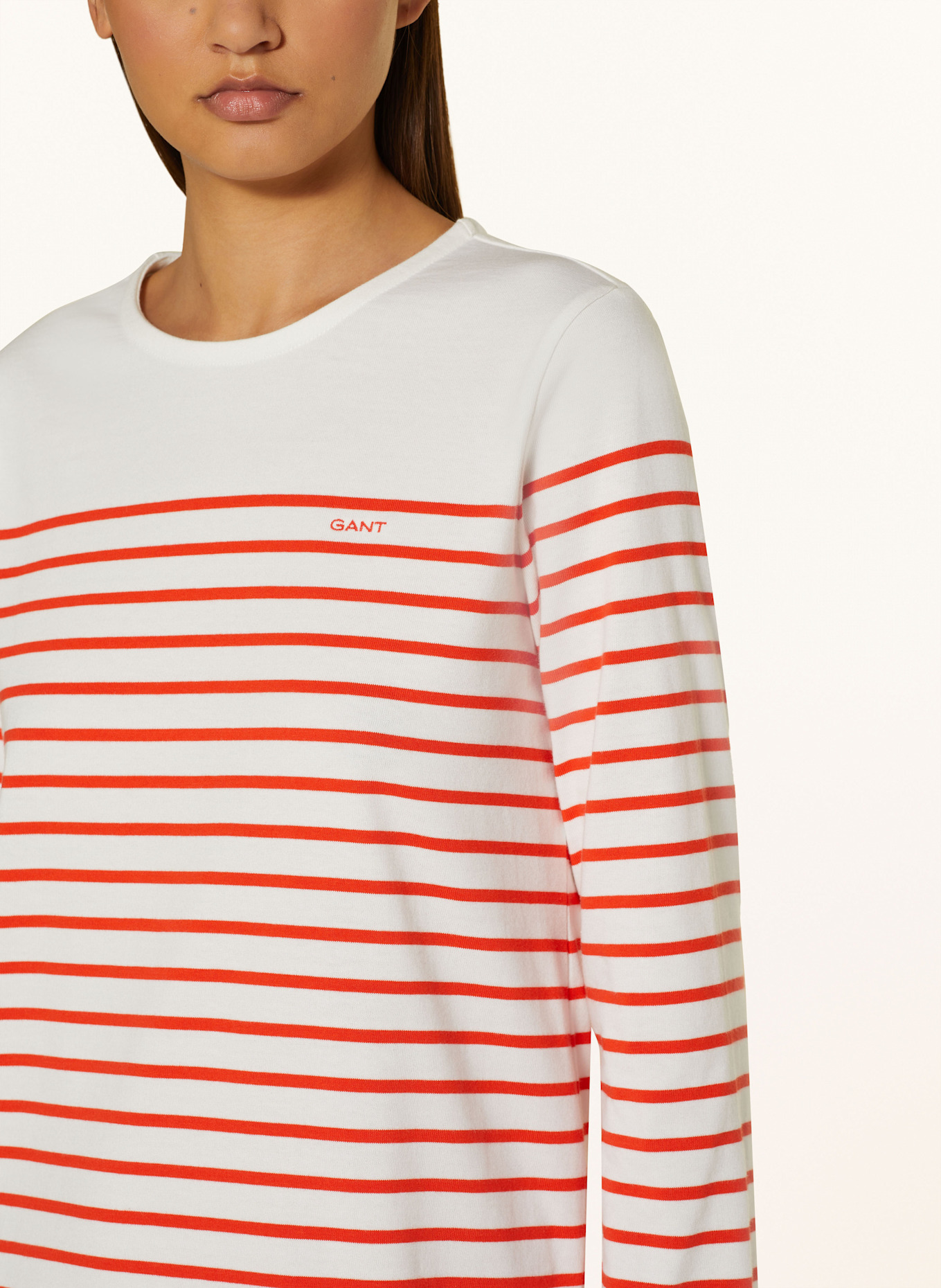 GANT Jerseykleid mit 3/4-Arm: WEISS/ DUNKELORANGE