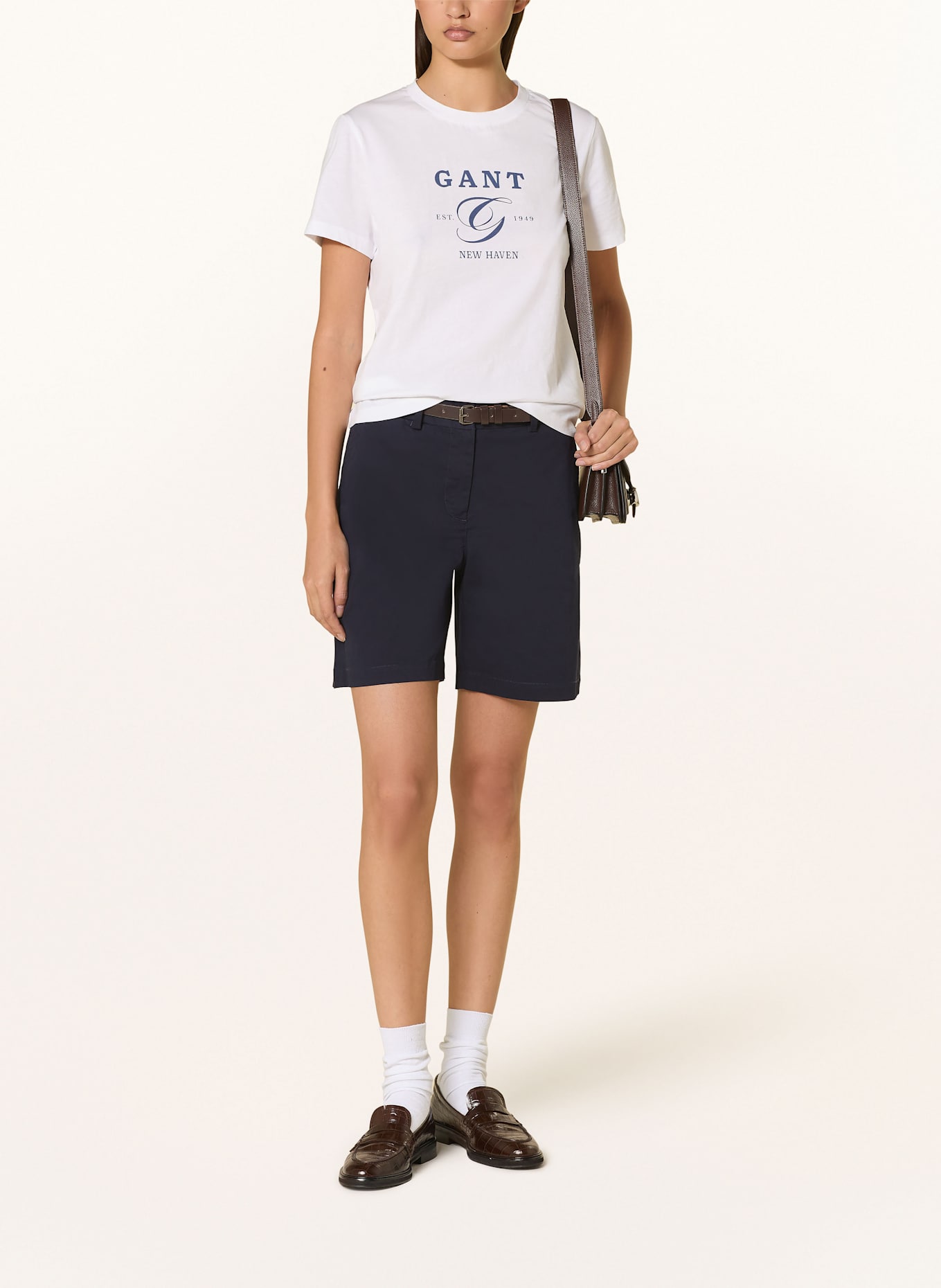 GANT T-Shirt: WEISS/ DUNKELBLAU