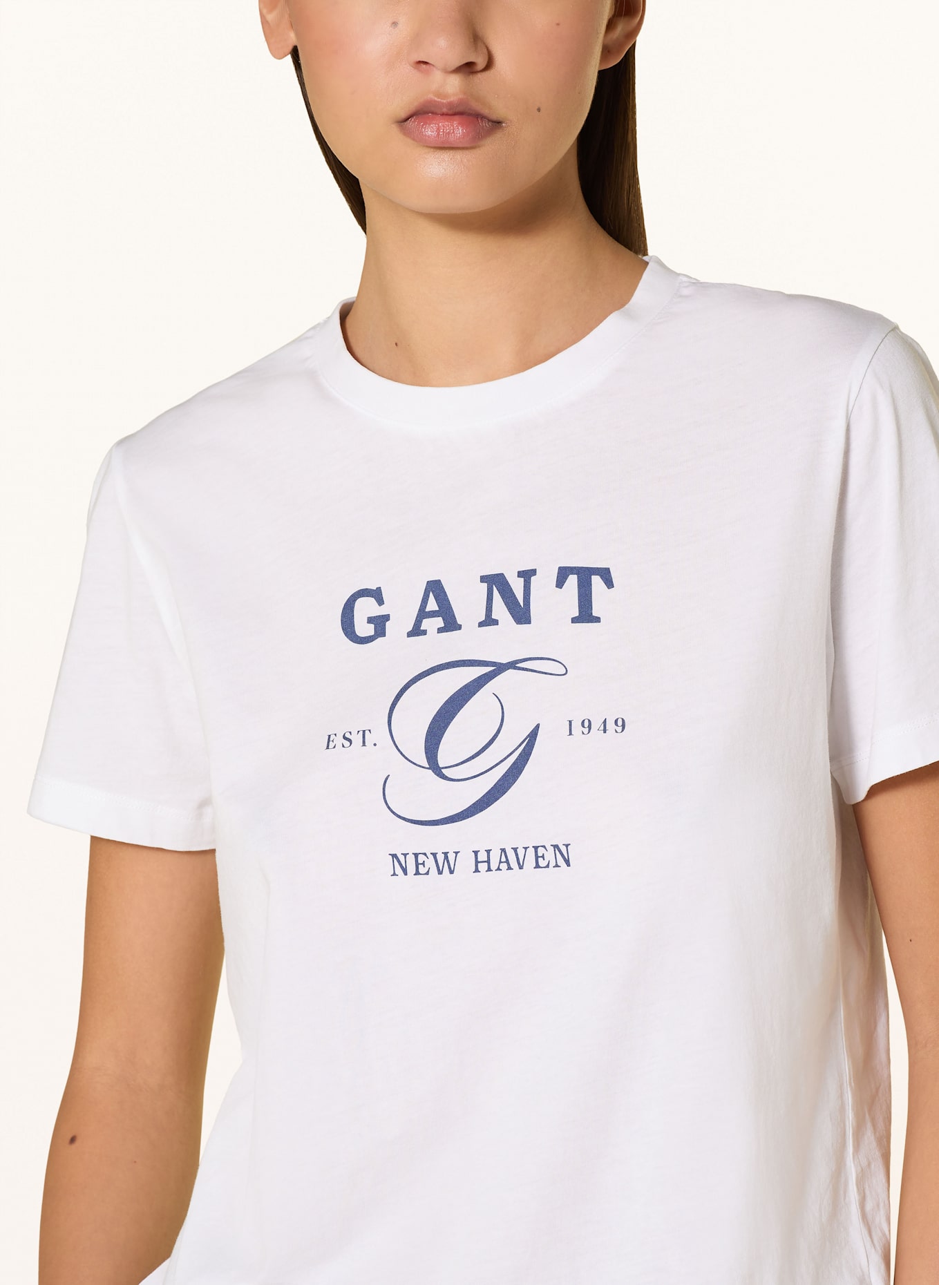 GANT T-Shirt: WEISS/ DUNKELBLAU