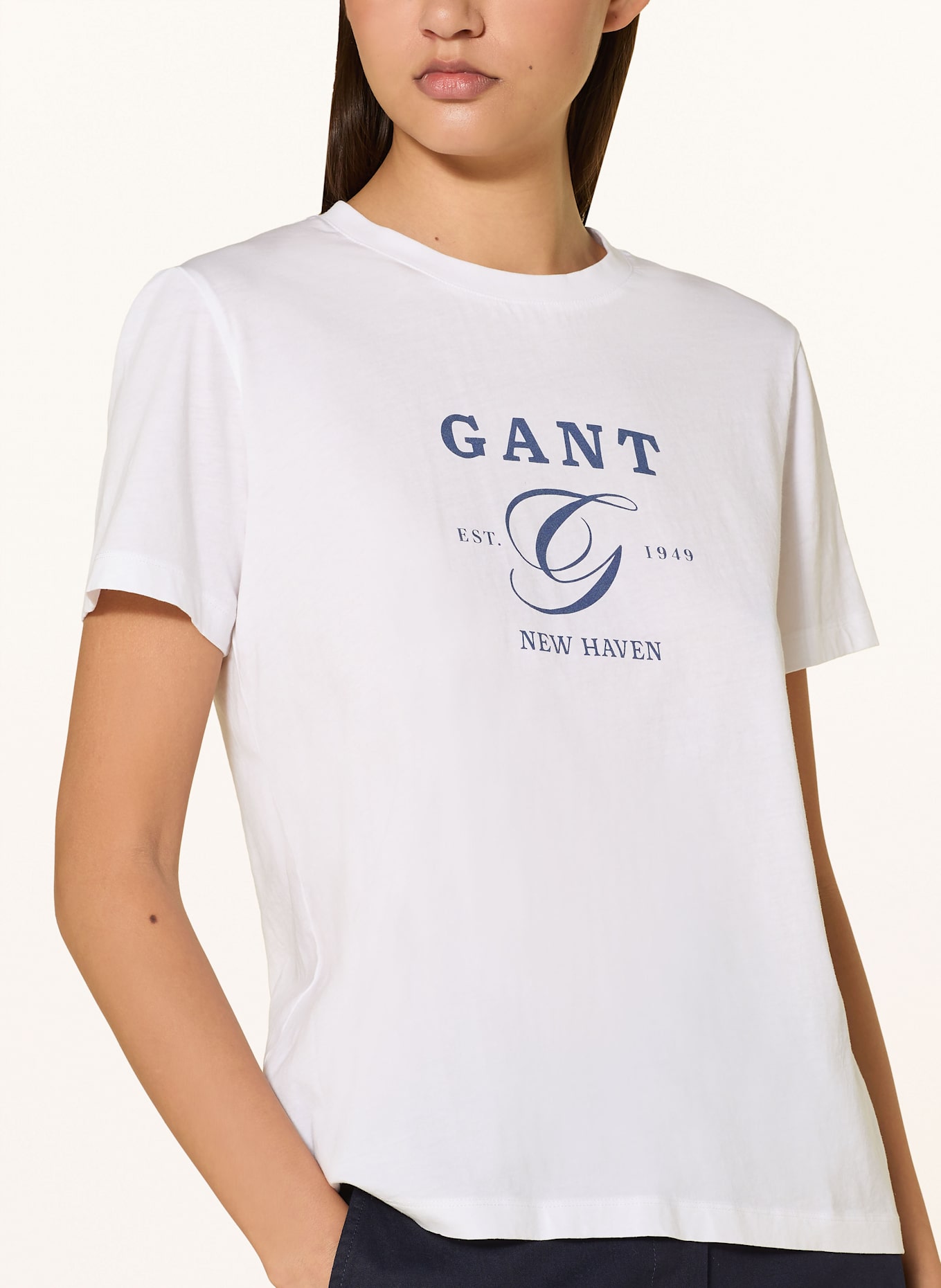 GANT T-Shirt: WEISS/ DUNKELBLAU