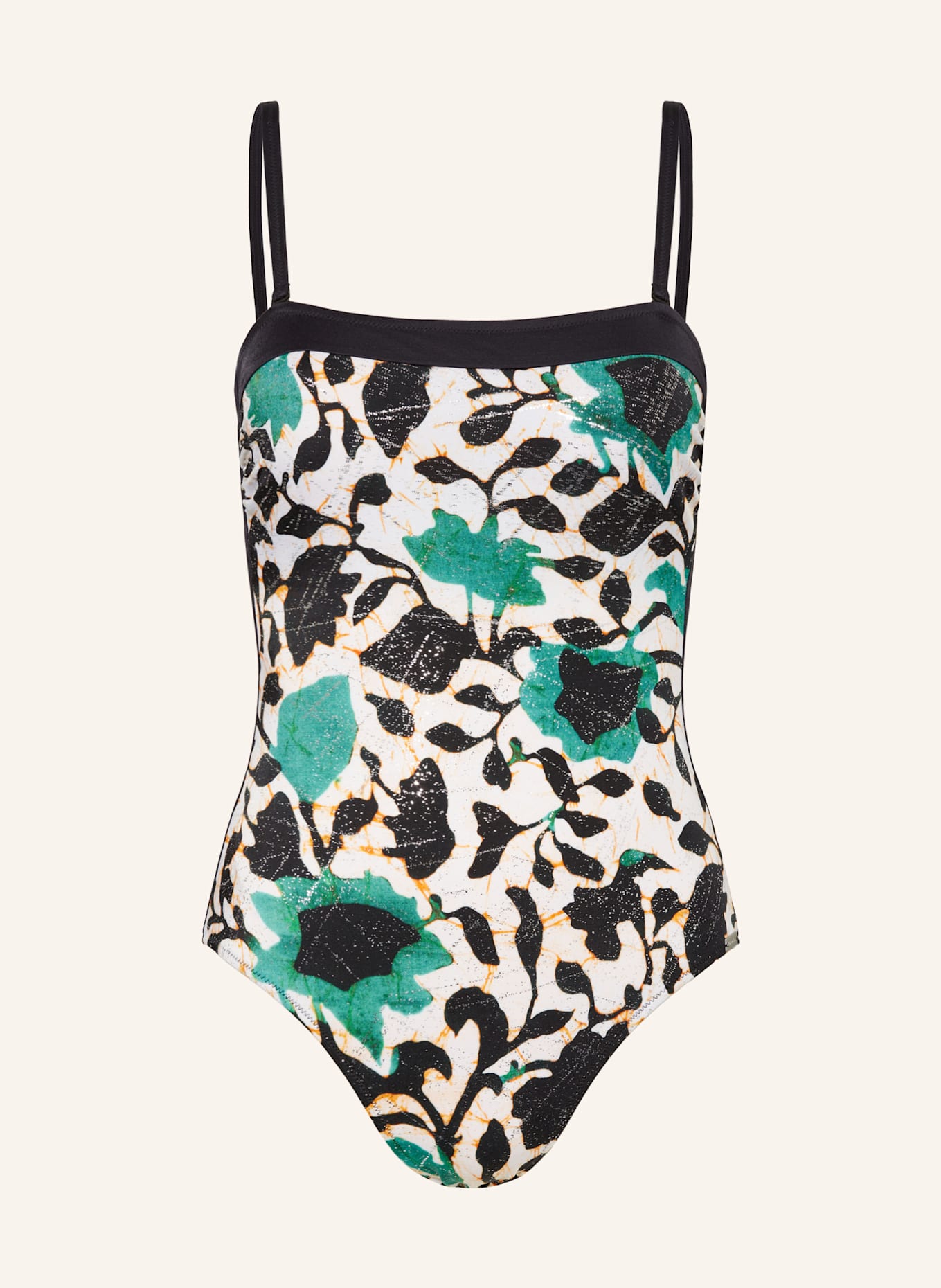 Charmline COOL BAROQUE shape swimsuit with glitter thread: BLACK/ ECRU