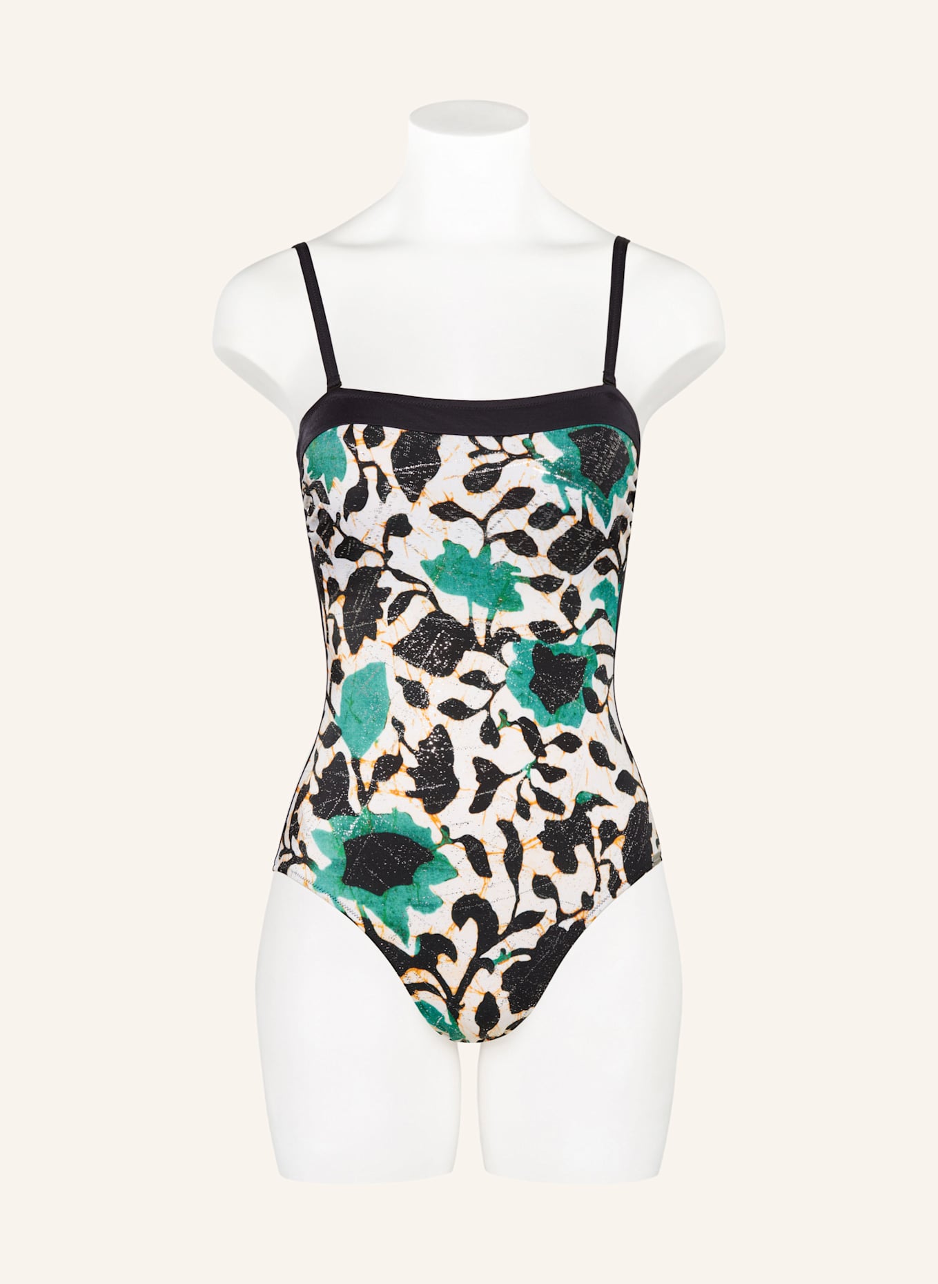 Charmline COOL BAROQUE shape swimsuit with glitter thread: BLACK/ ECRU