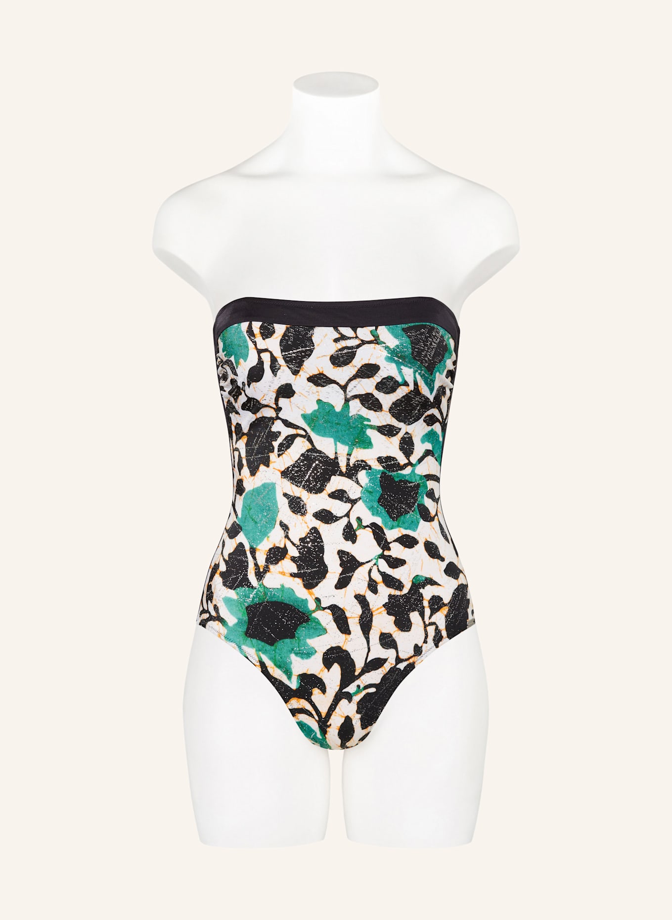 Charmline COOL BAROQUE shape swimsuit with glitter thread: BLACK/ ECRU