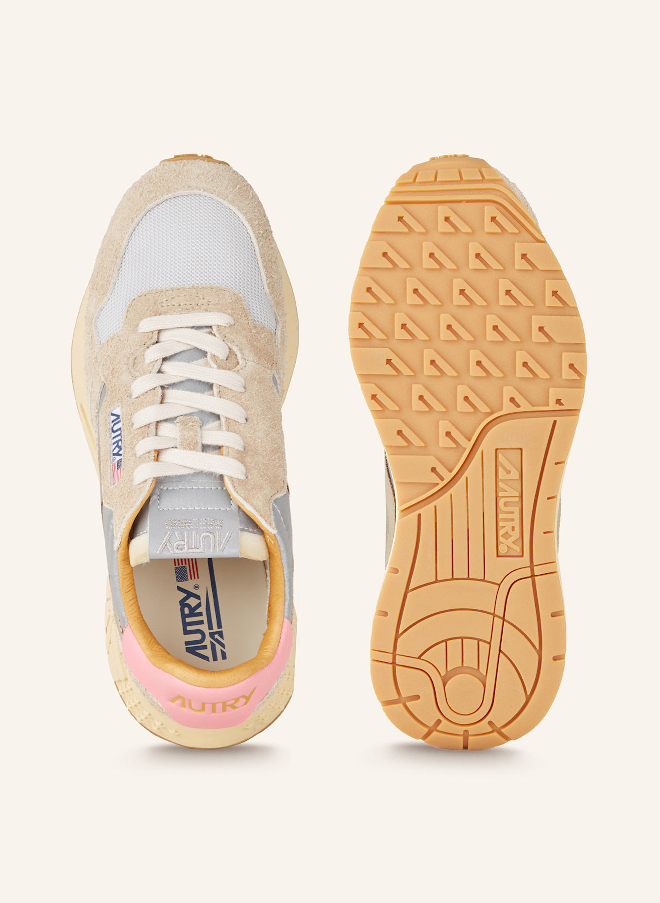 AUTRY Baskets REELWIND LOW: GRIS CLAIR / BEIGE / OR