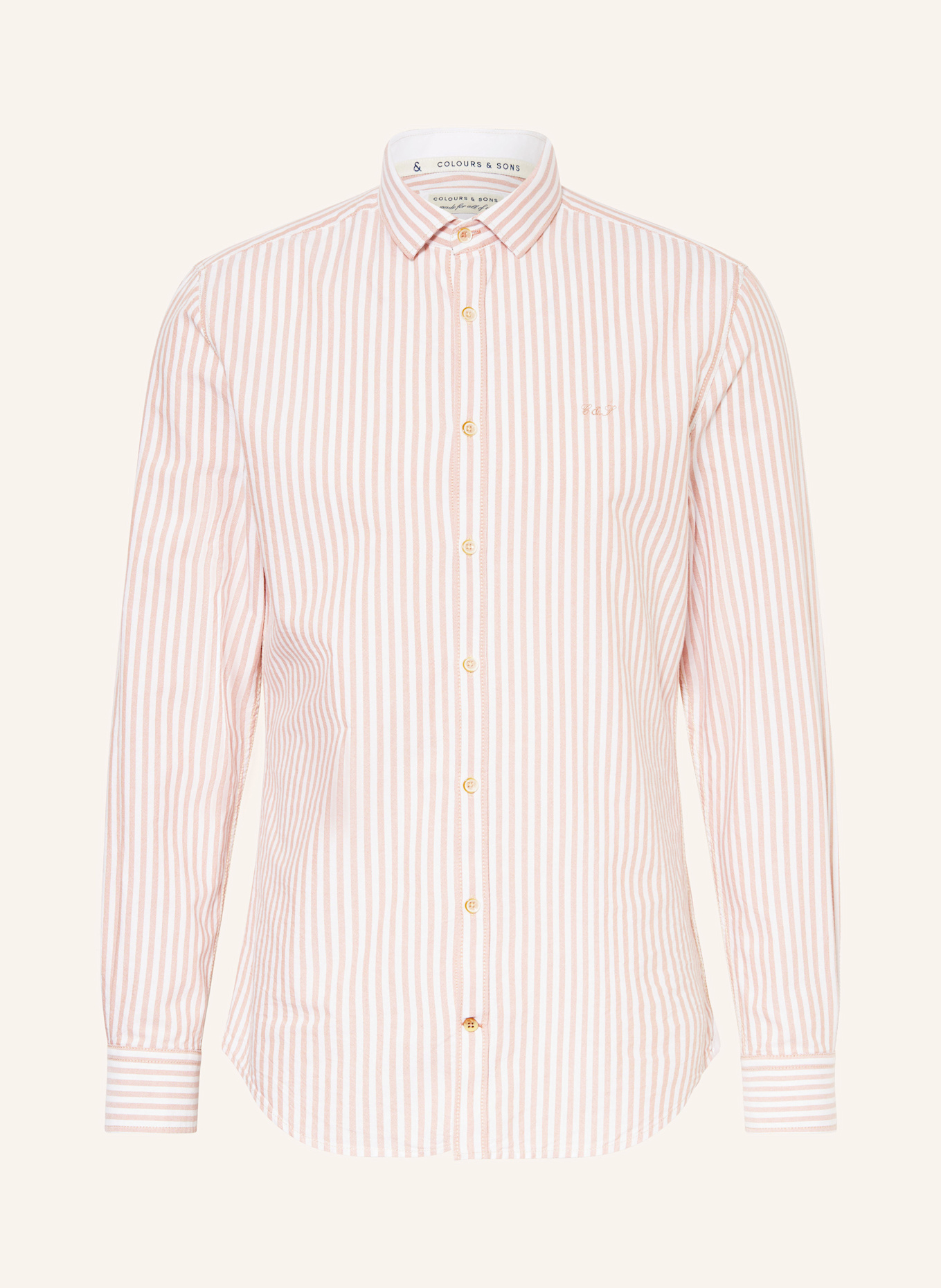 COLOURS & SONS Hemd Regular Fit: WEISS / HELLORANGE