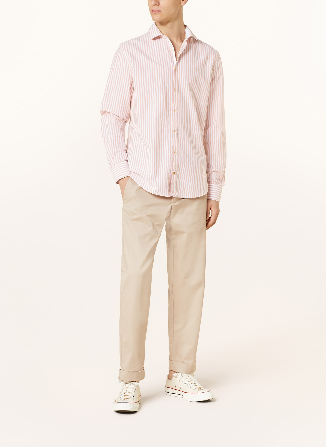 COLOURS & SONS Hemd Regular Fit: WEISS / HELLORANGE