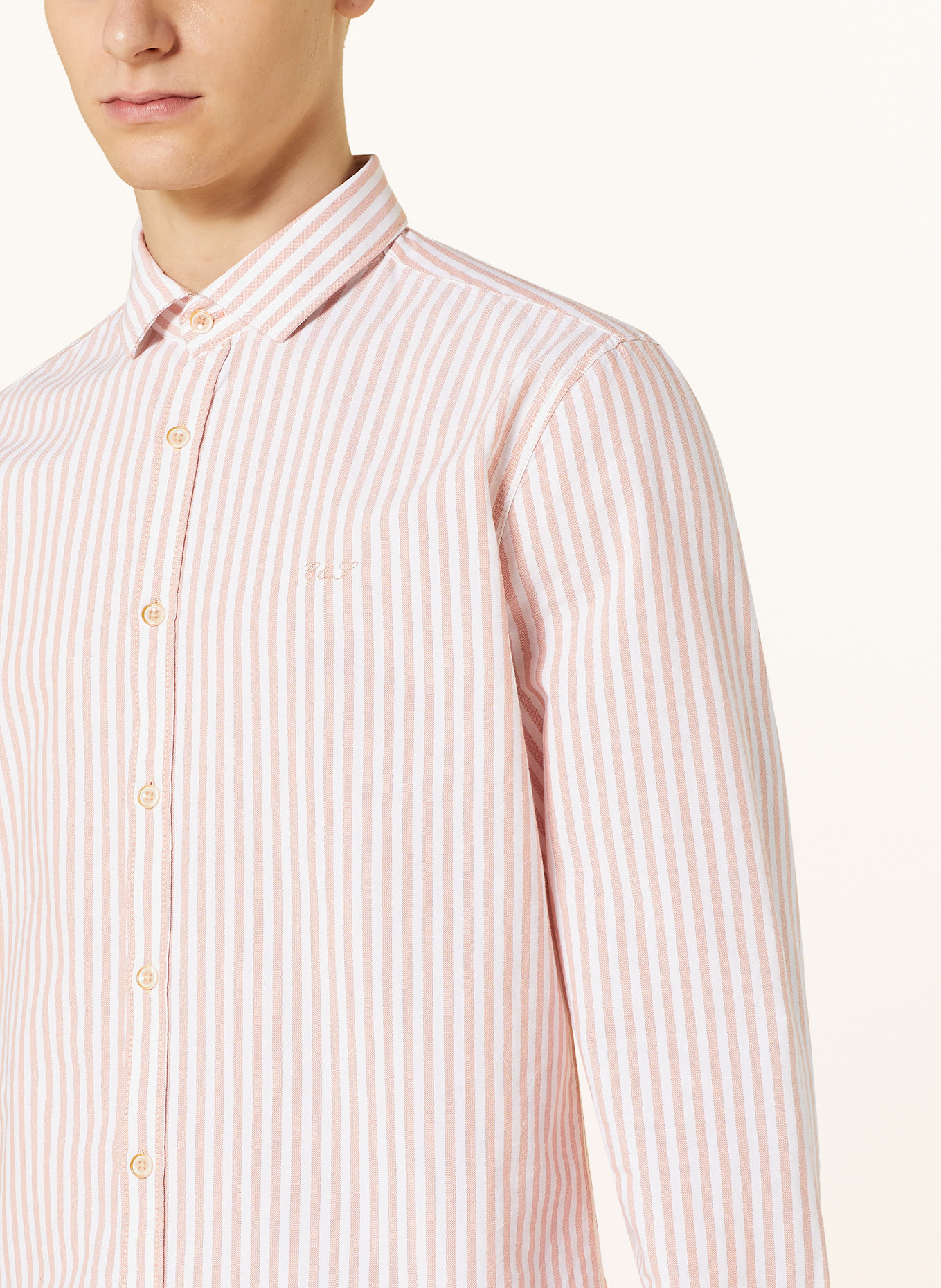 COLOURS & SONS Hemd Regular Fit: WEISS / HELLORANGE