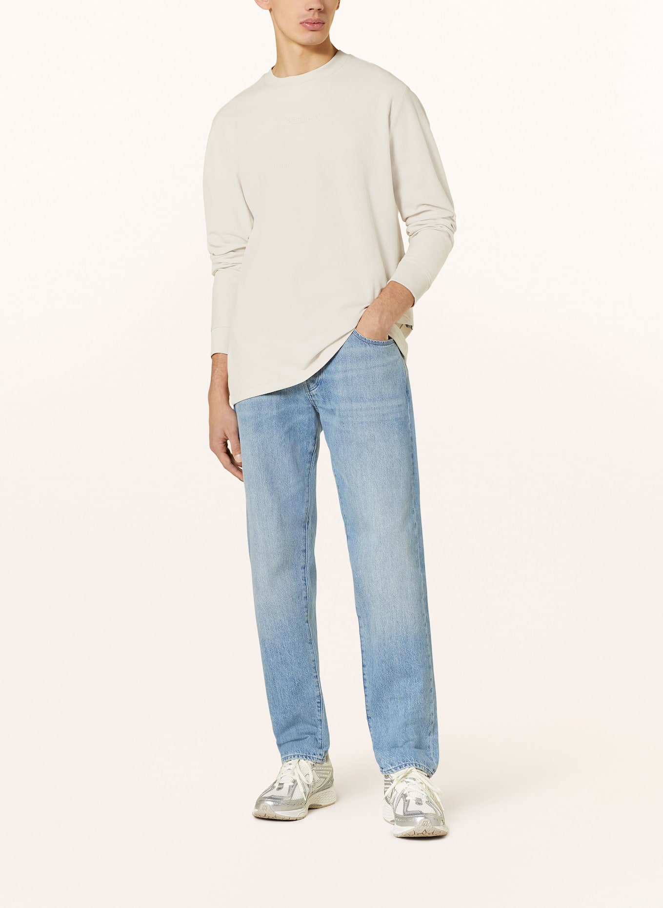 G-Star Longsleeve: BEIGE/ WEISS