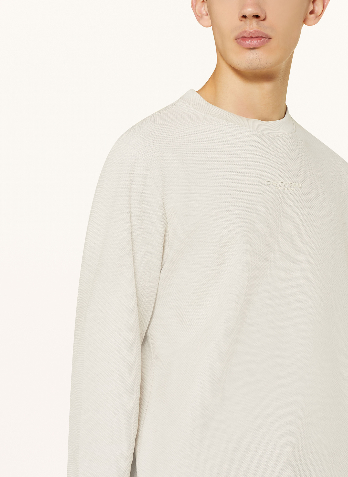 G-Star Longsleeve: BEIGE/ WEISS