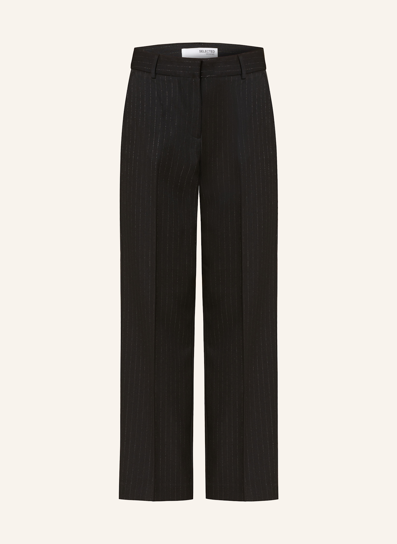 SELECTED Femme Marlenehose mit Glitzergarn: SCHWARZ / SILBER