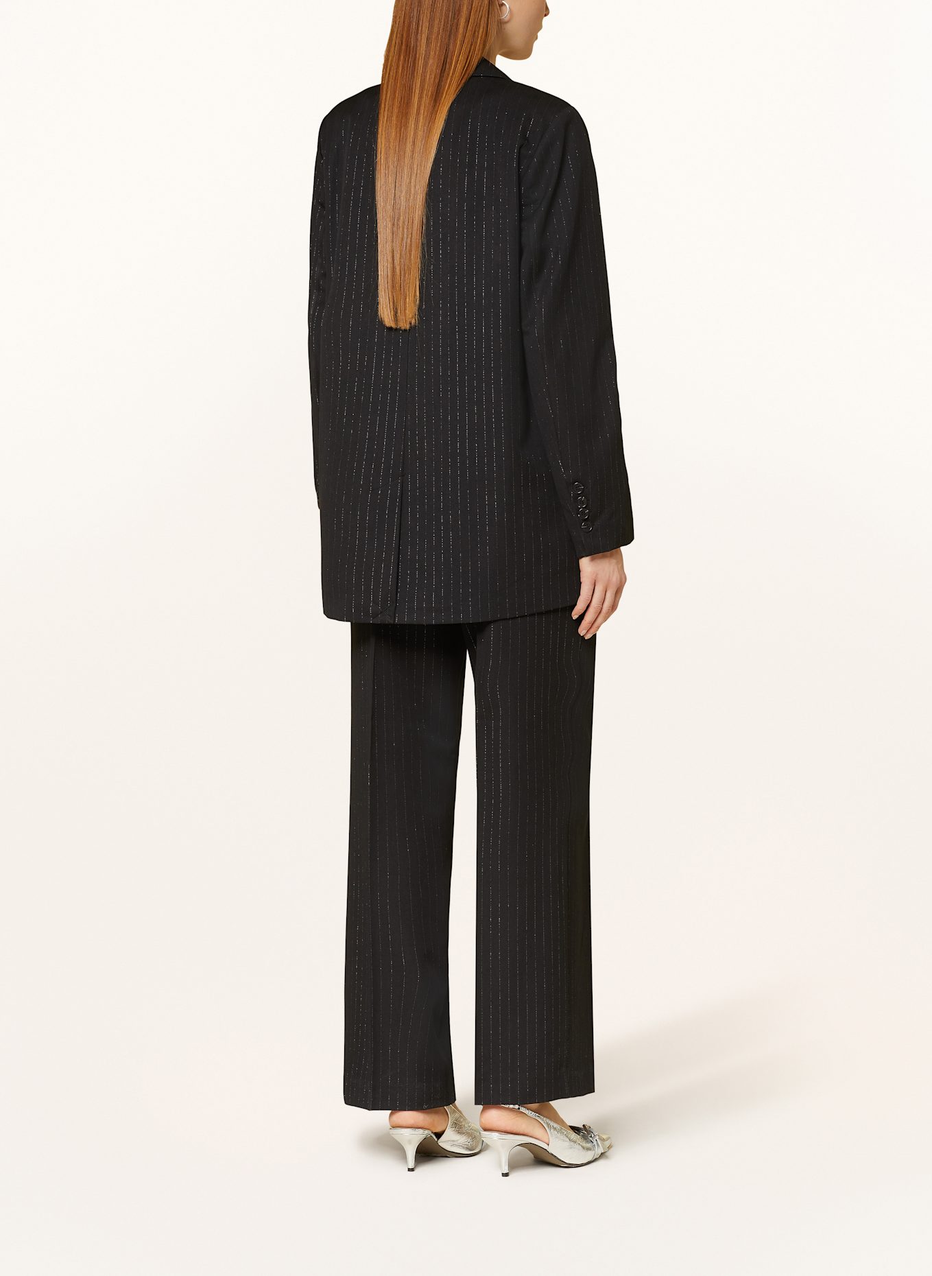 SELECTED Femme Marlenehose mit Glitzergarn: SCHWARZ / SILBER