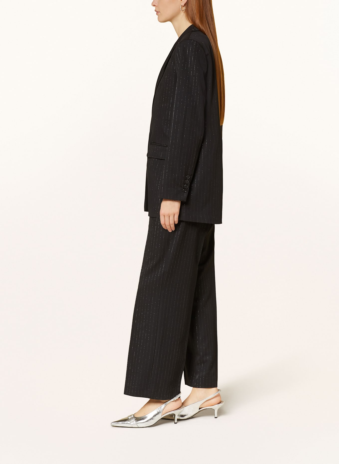 SELECTED Femme Marlenehose mit Glitzergarn: SCHWARZ / SILBER