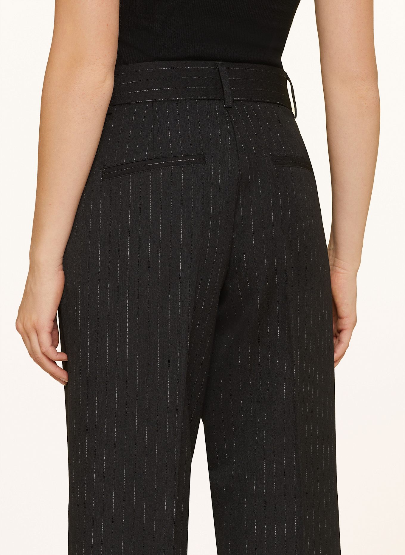 SELECTED Femme Marlenehose mit Glitzergarn: SCHWARZ / SILBER