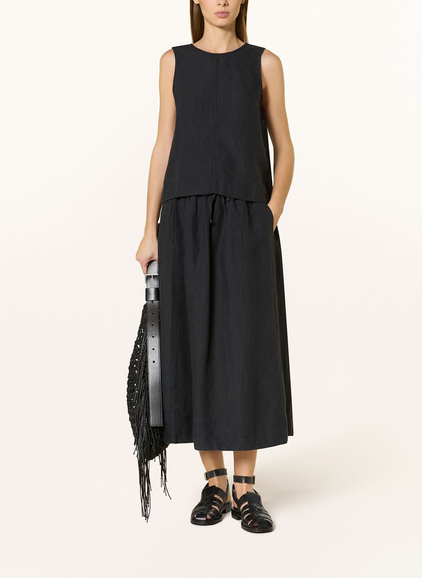 SELECTED Femme Spódnica z lnu: CZARNY