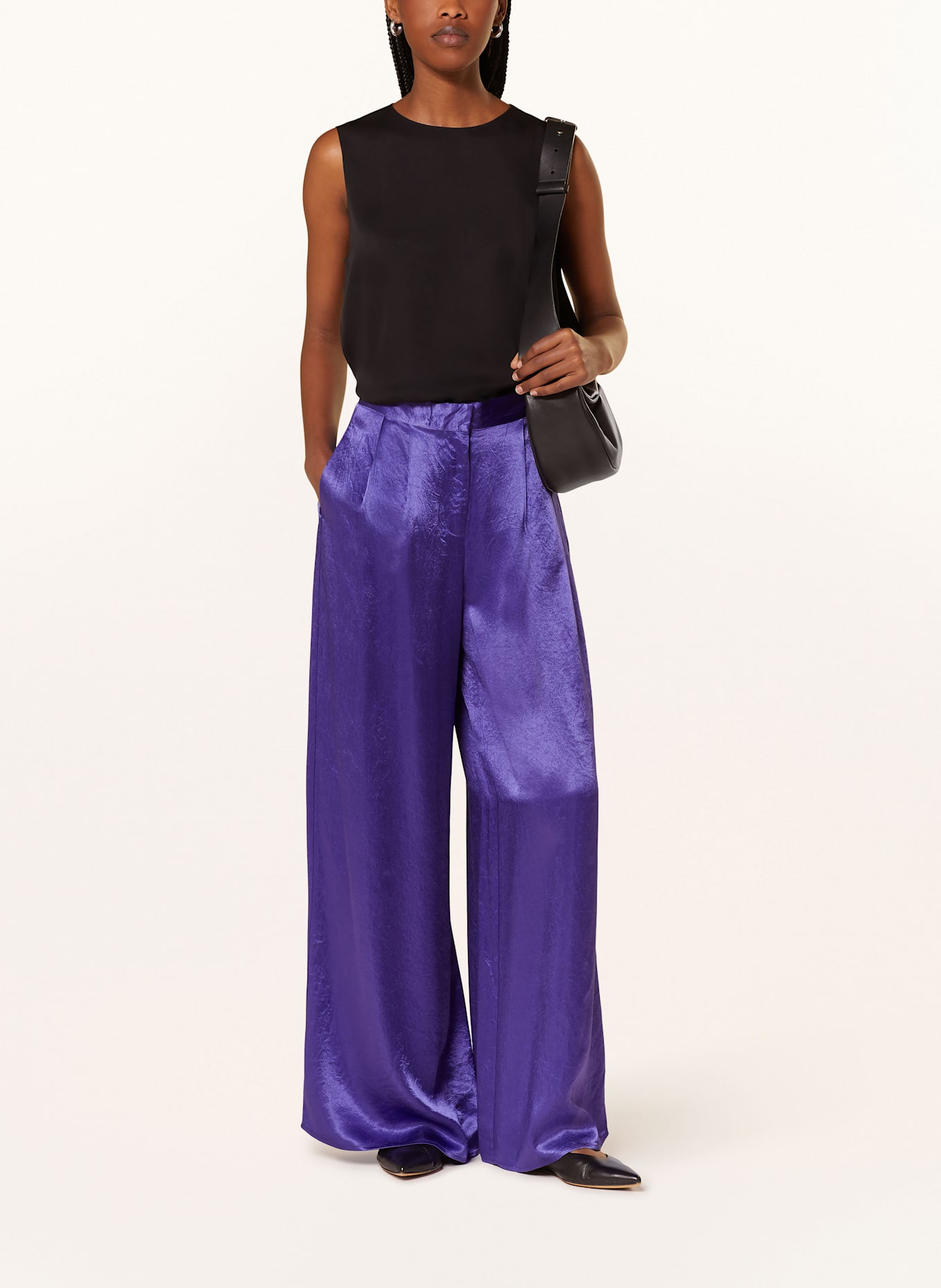 Satin wide leg trousers top