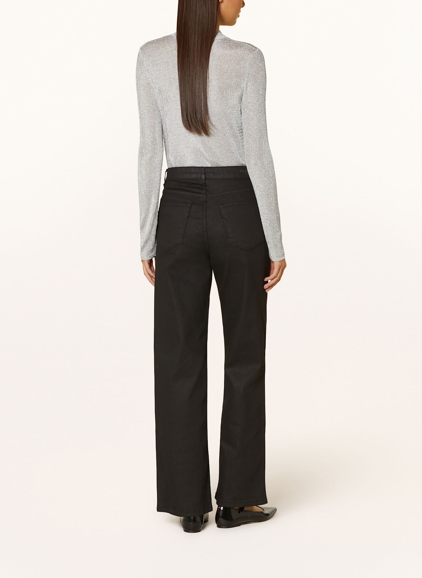SELECTED Femme Straight Jeans: Black Denim/COATED